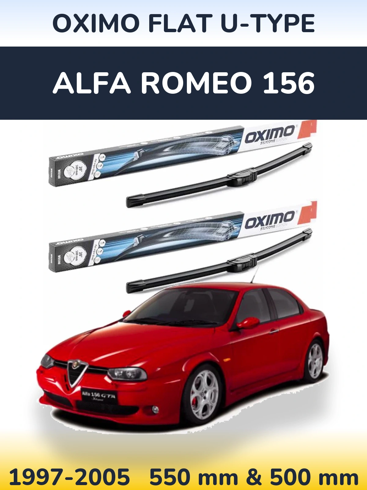 Комплект передніх щіток Oximo Flat U-type 550 & 500 мм для Alfa Romeo 156 1997-2005
