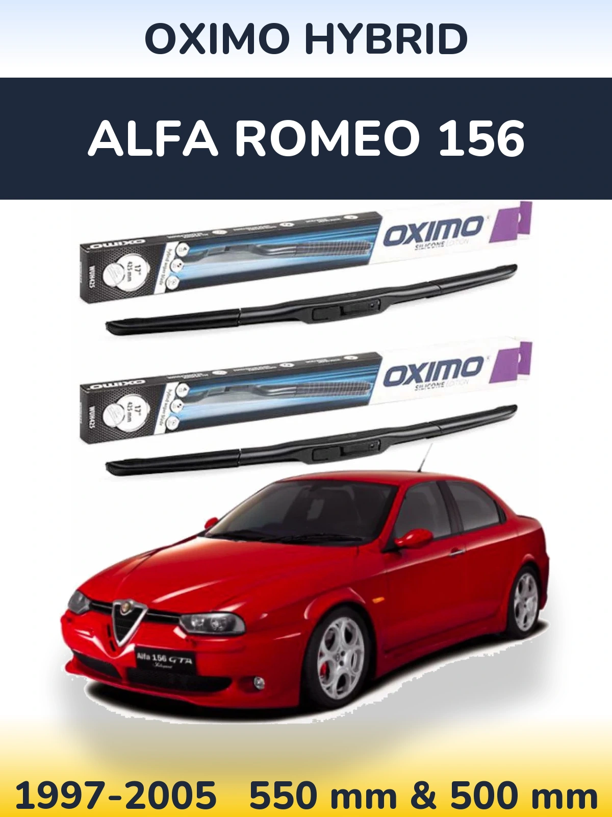 Комплект передніх щіток Oximo Hybrid 550 & 500 мм для Alfa Romeo 156 1997-2005