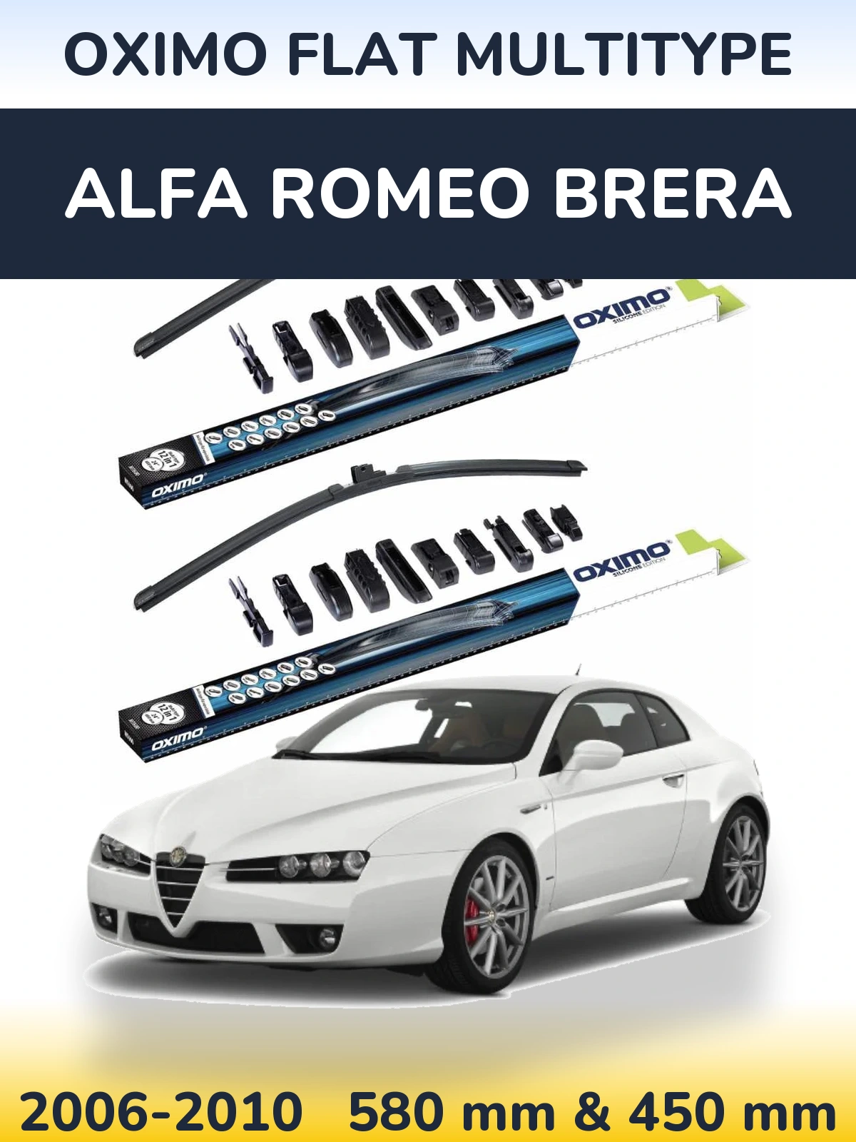 Komplet przednich wycieraczek Oximo Flat MultiType 580 & 450 mm do Alfa Romeo Brera 2006-2010