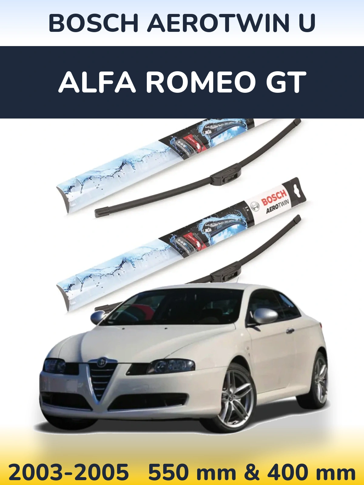 Komplet przednich wycieraczek BOSCH AeroTwin U 550 & 400 mm do Alfa Romeo GT 2003-2005