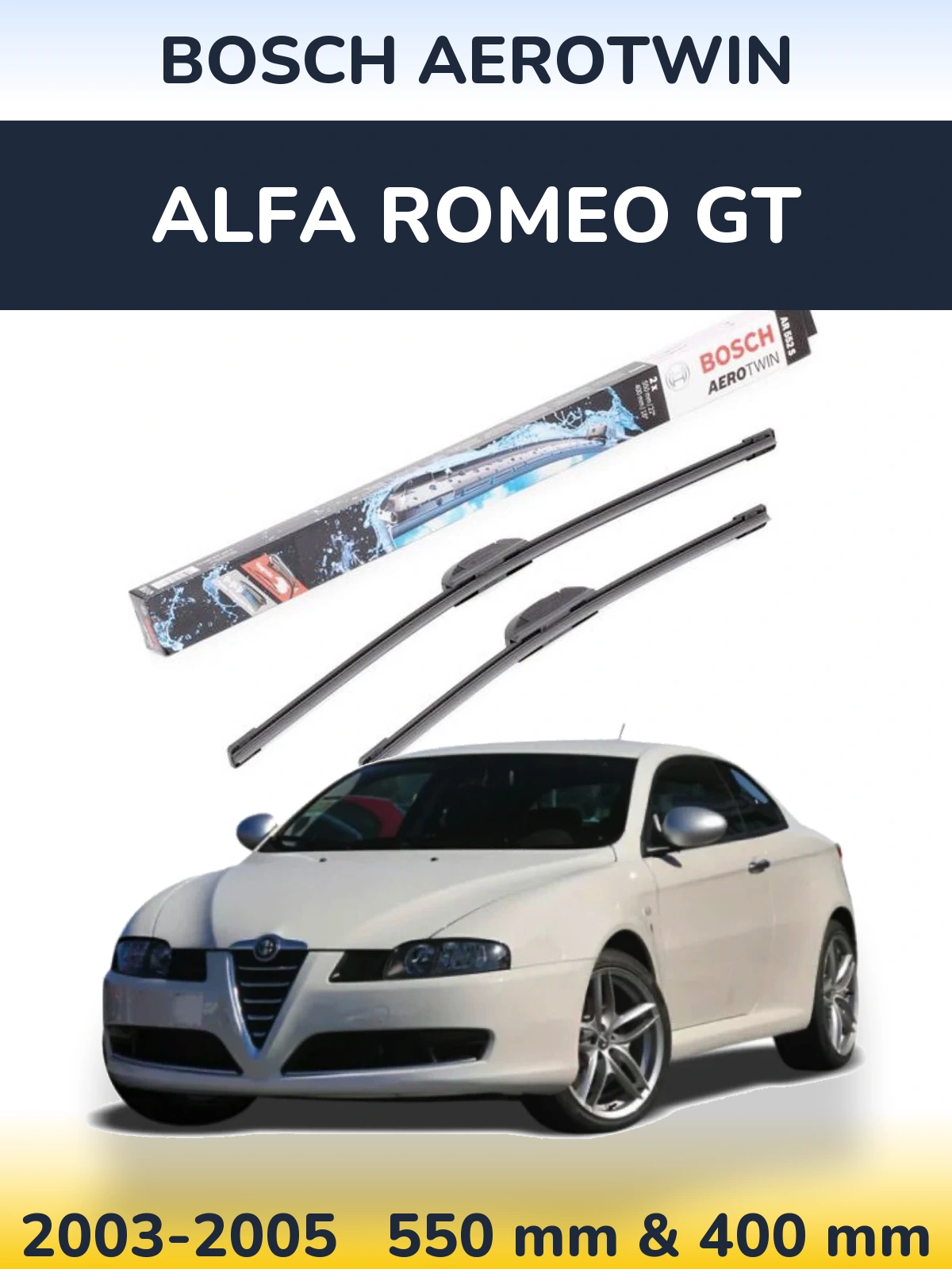 Комплект передніх щіток BOSCH AeroTwin 550 & 400 мм для Alfa Romeo GT 2003-2005