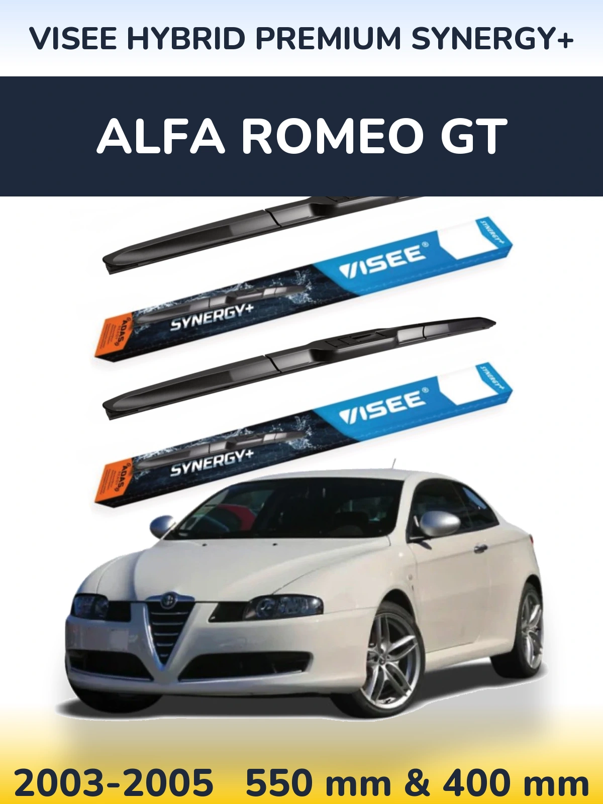 Комплект передніх щіток VISEE HYBRID PREMIUM SYNERGY+ 550 & 400 мм для Alfa Romeo GT 2003-2005