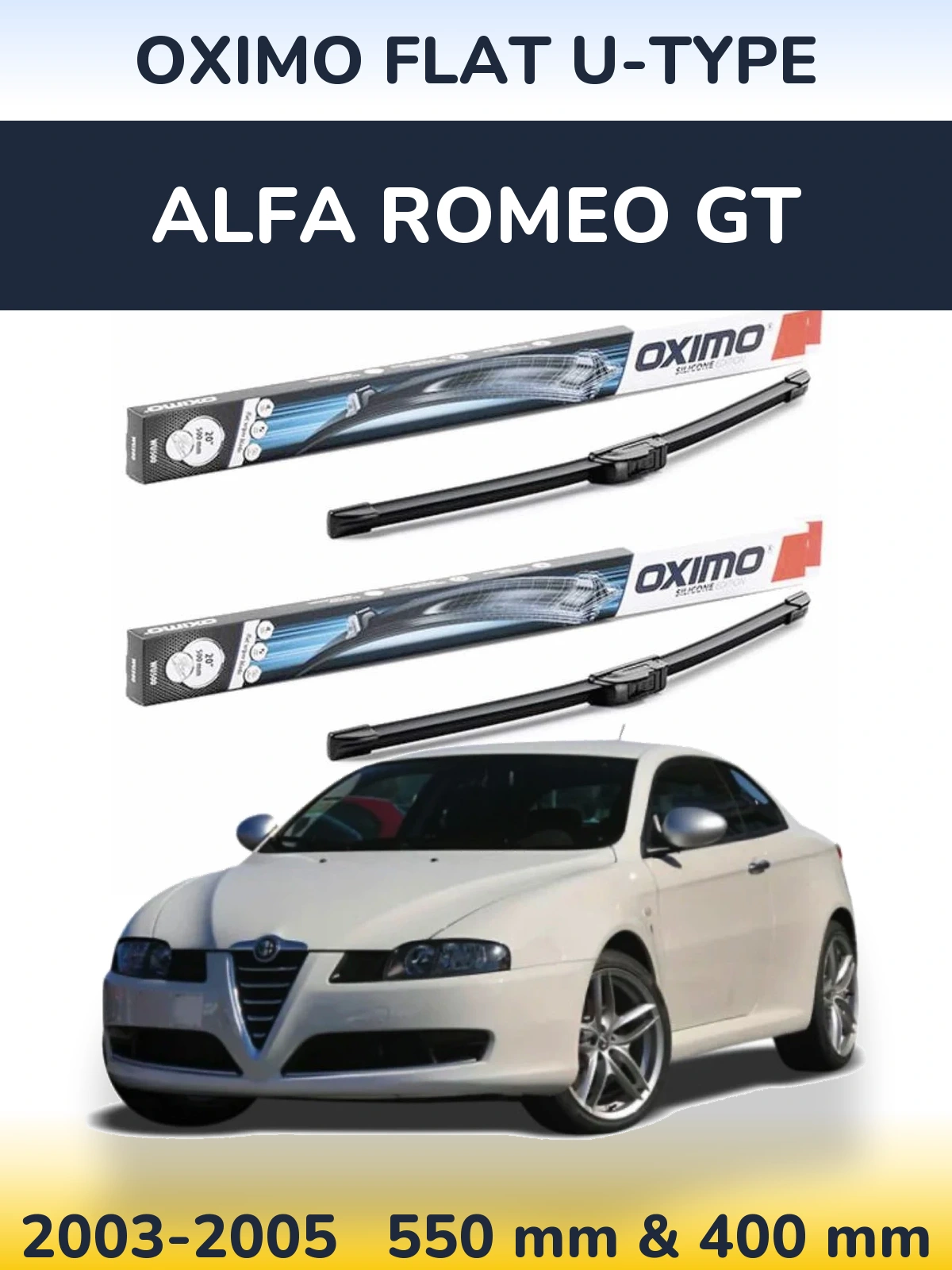 Комплект передніх щіток Oximo Flat U-type 550 & 400 мм для Alfa Romeo GT 2003-2005