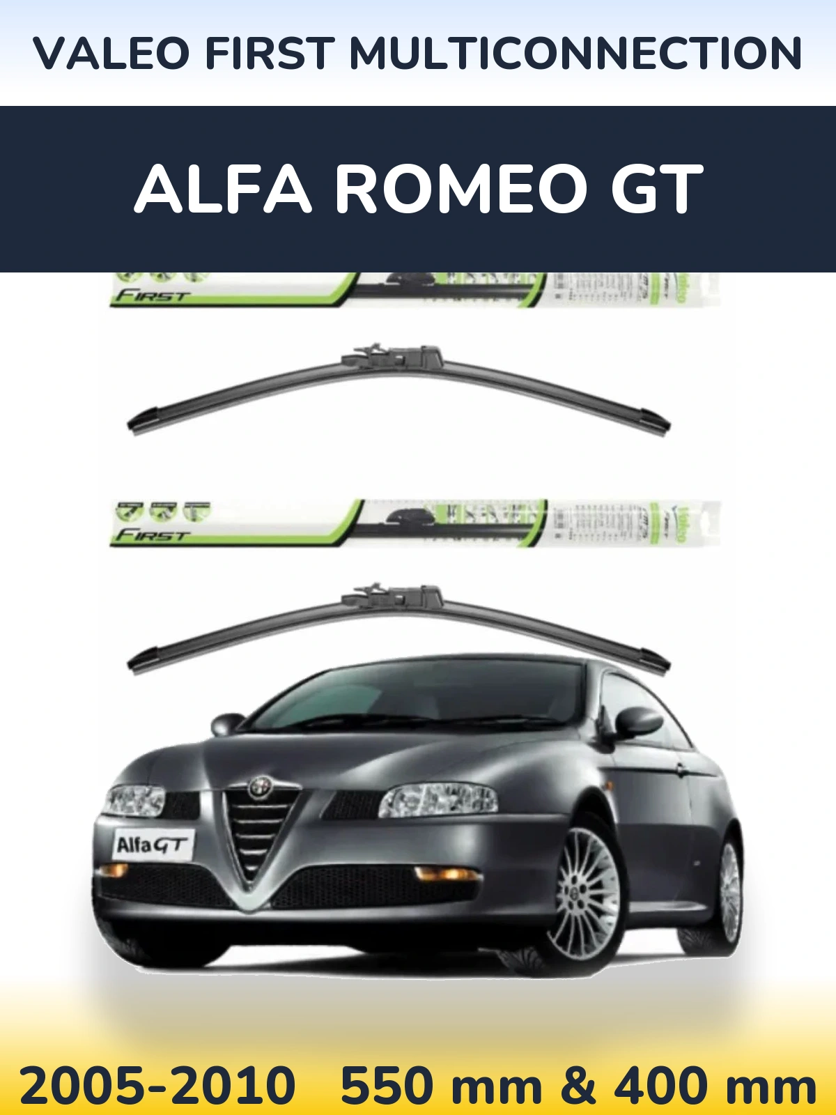 Комплект передніх щіток Valeo First MultiConnection 550 & 400 мм для Alfa Romeo GT 2005-2010