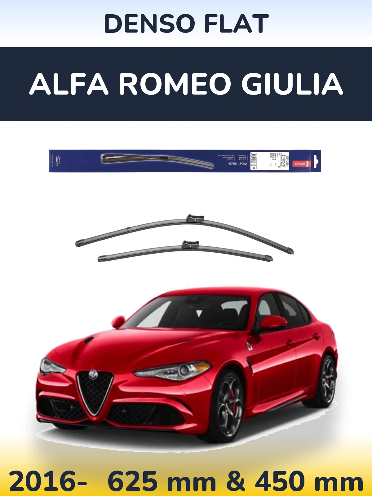 Komplet przednich wycieraczek Denso Flat 600 & 450 mm do Alfa Romeo Giulia 2016-2026