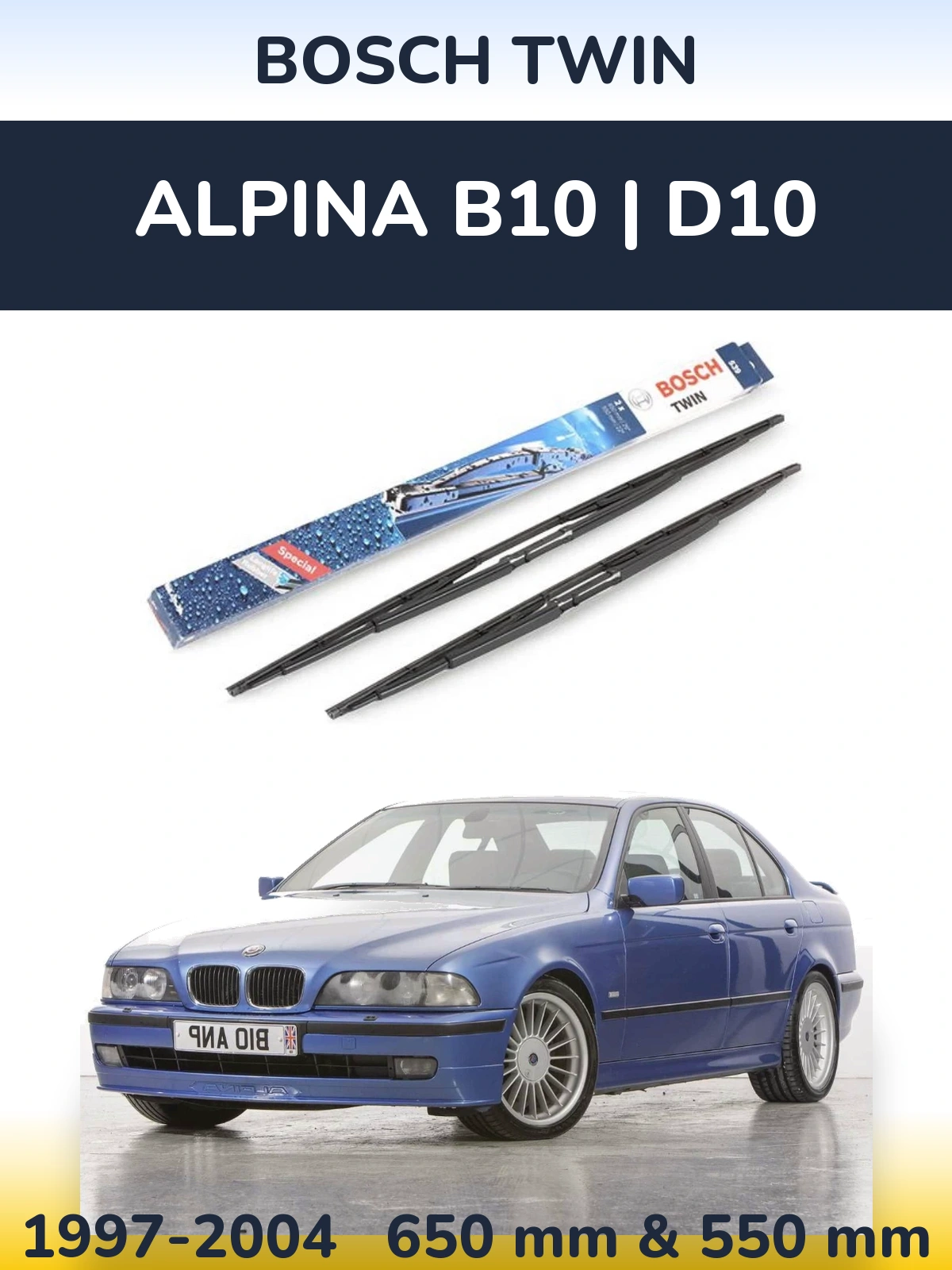 Комплект передніх щіток BOSCH Twin 650 & 550 мм для Alpina B10 | D10 1997-2004