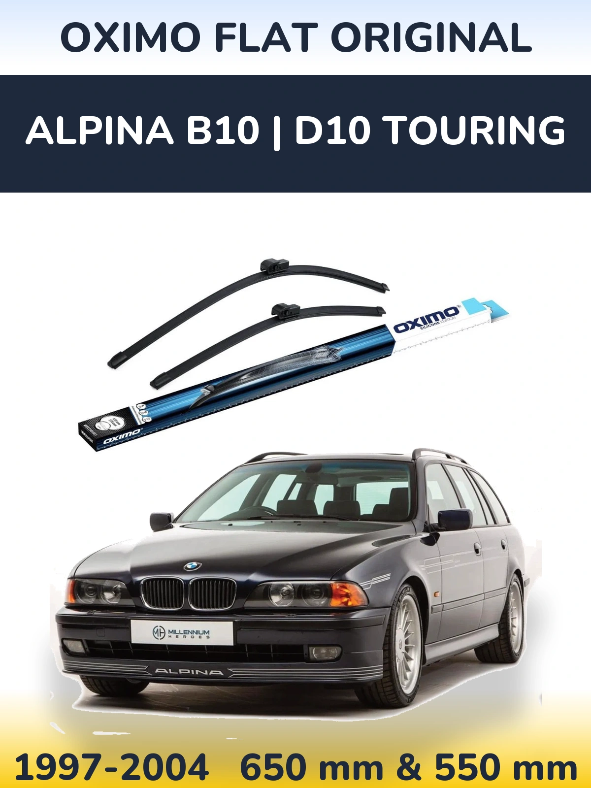 Комплект передніх щіток Oximo Flat Original 650 & 550 мм для Alpina B10 | D10 Touring 1997-2004