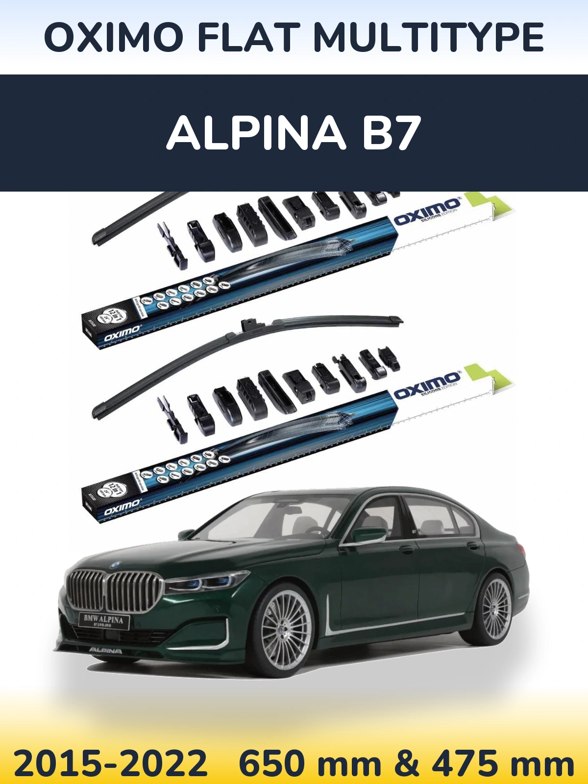 Komplet przednich wycieraczek Oximo Flat MultiType 650 & 475 mm do Alpina B7 2015-2022