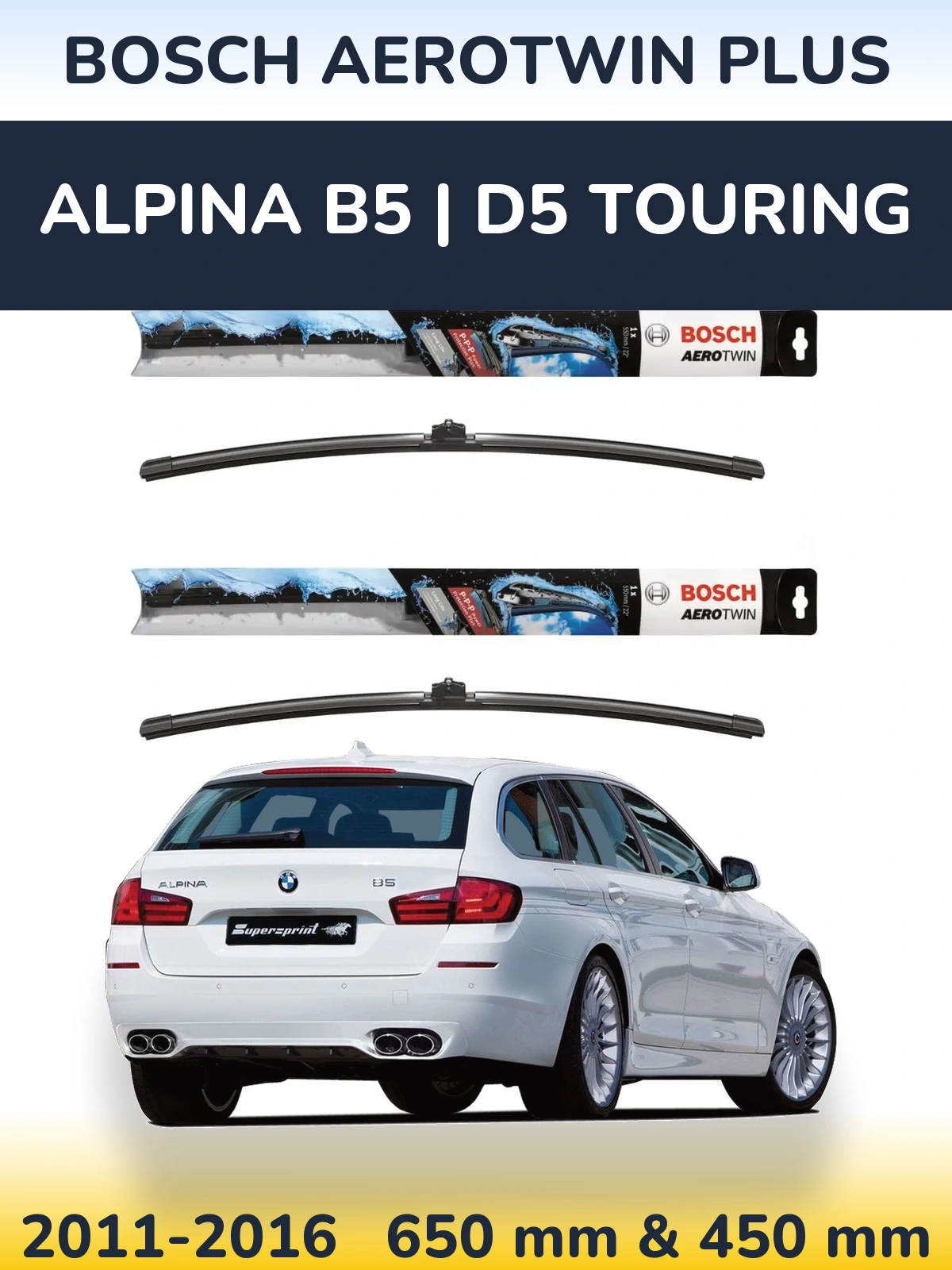 Комплект передних дворников BOSCH AeroTwin Plus 650 & 450 мм для Alpina B5 | D5 Touring 2011-2016