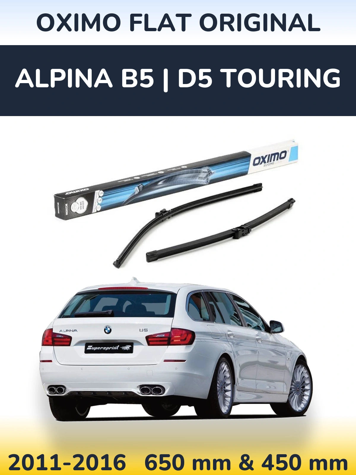 Front wiper blade set Oximo Flat Original 650 & 450 mm for Alpina B5 | D5 Touring 2011-2016