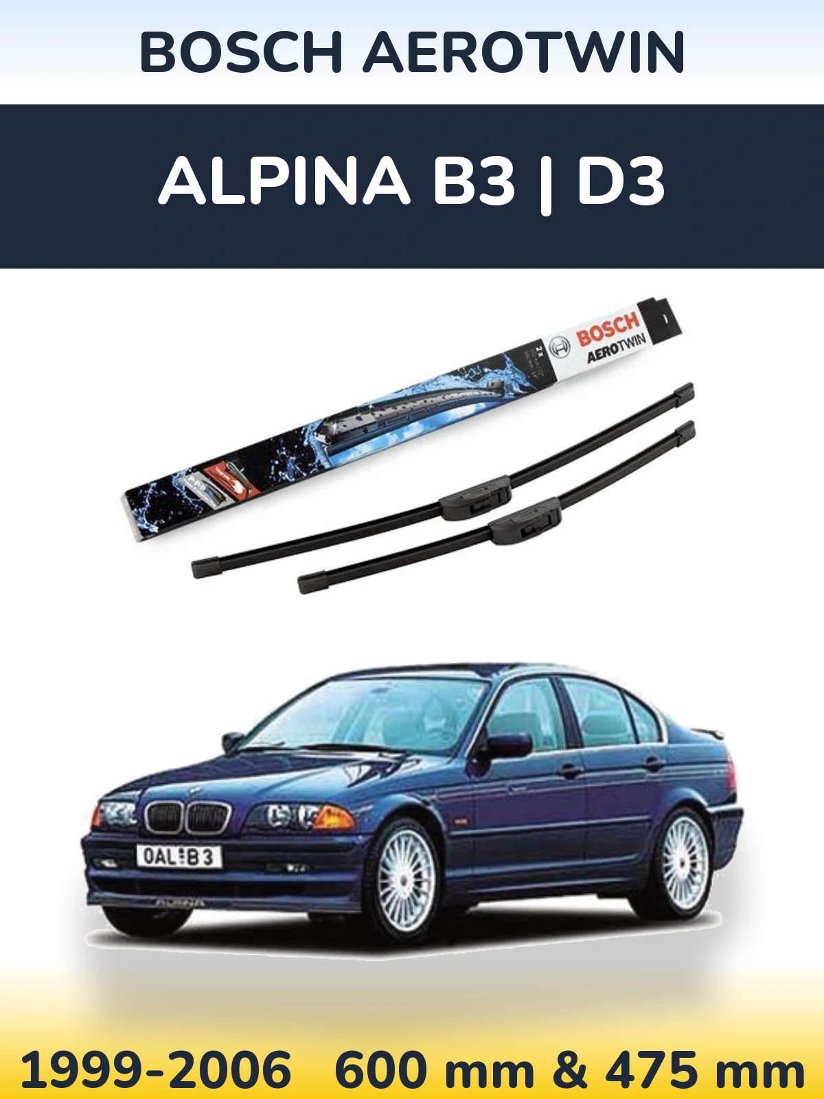 Комплект передніх щіток BOSCH AeroTwin 600 & 475 мм для Alpina B3 | D3 1999-2006