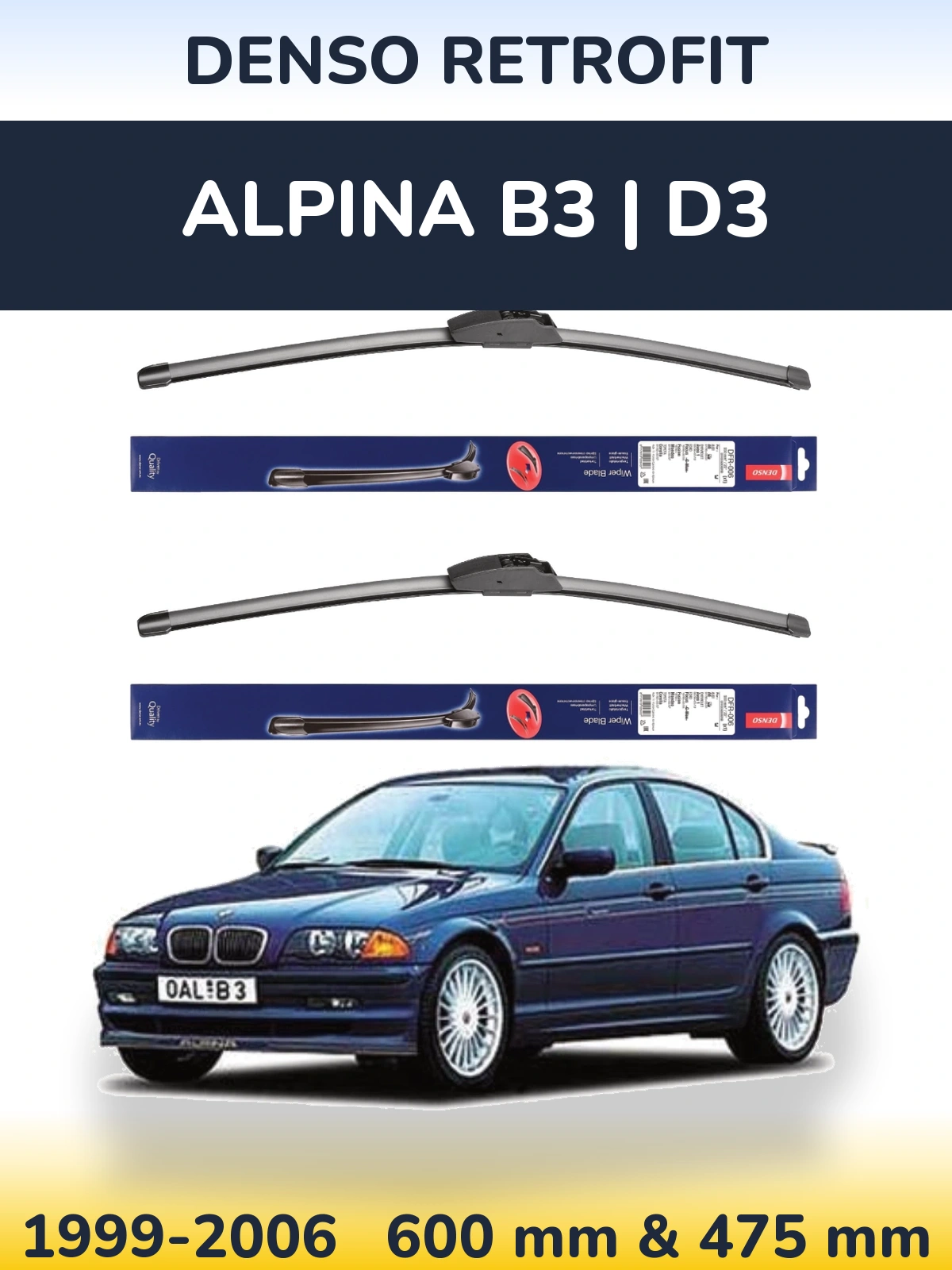 Комплект передніх щіток Denso Retrofit 600 & 475 мм для Alpina B3 | D3 1999-2006