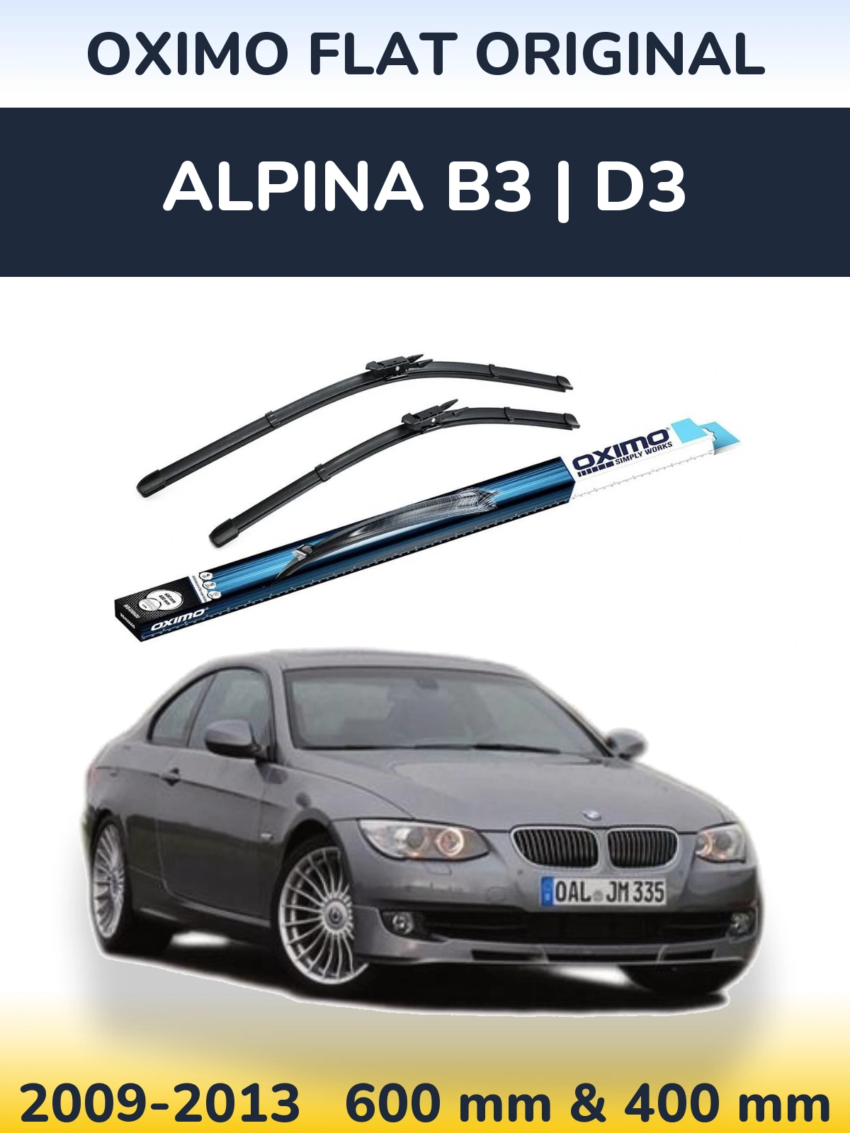Комплект передніх щіток Oximo Flat Original 600 & 400 мм для Alpina B3 | D3 2009-2013
