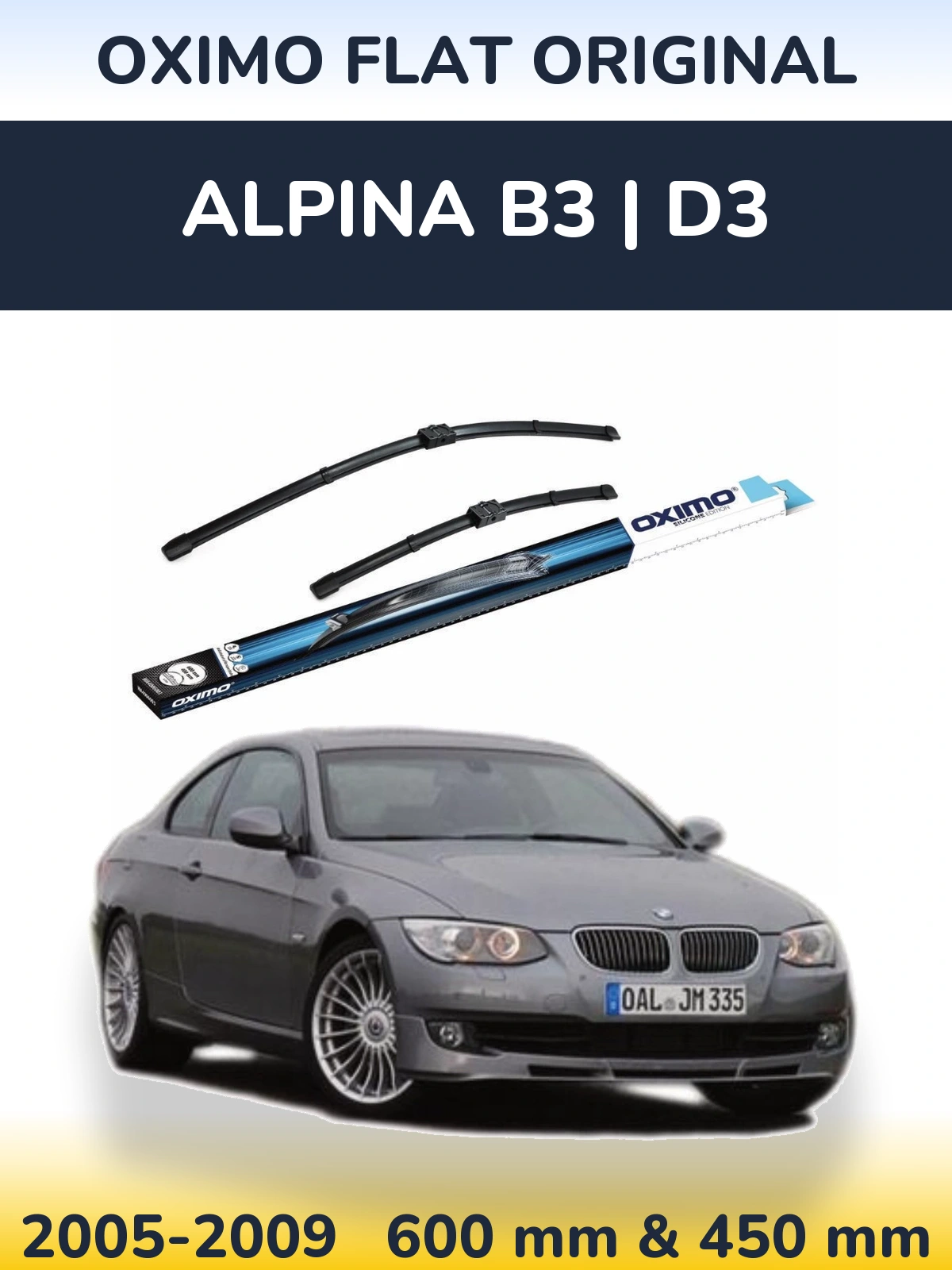 Комплект передніх щіток Oximo Flat Original 600 & 400 мм для Alpina B3 | D3 2005-2009