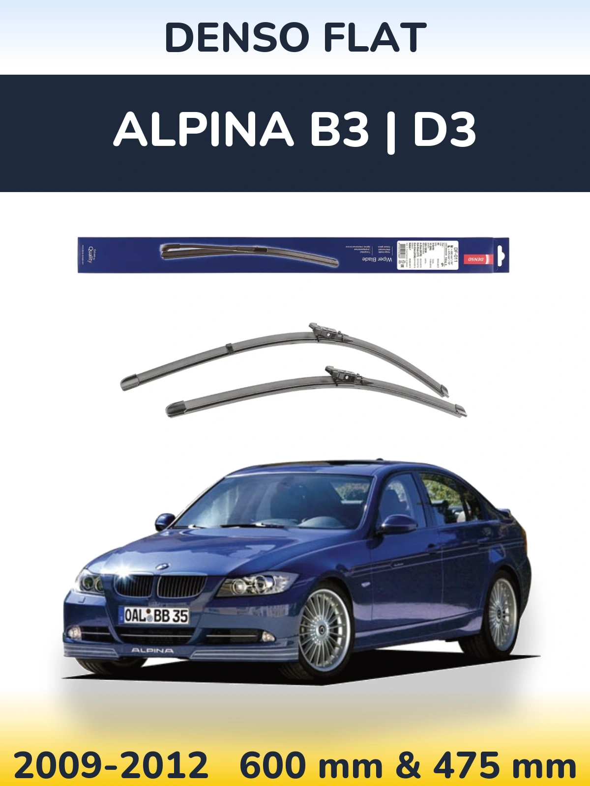 Komplet przednich wycieraczek Denso Flat 600 & 475 mm do Alpina B3 | D3 2009-2012