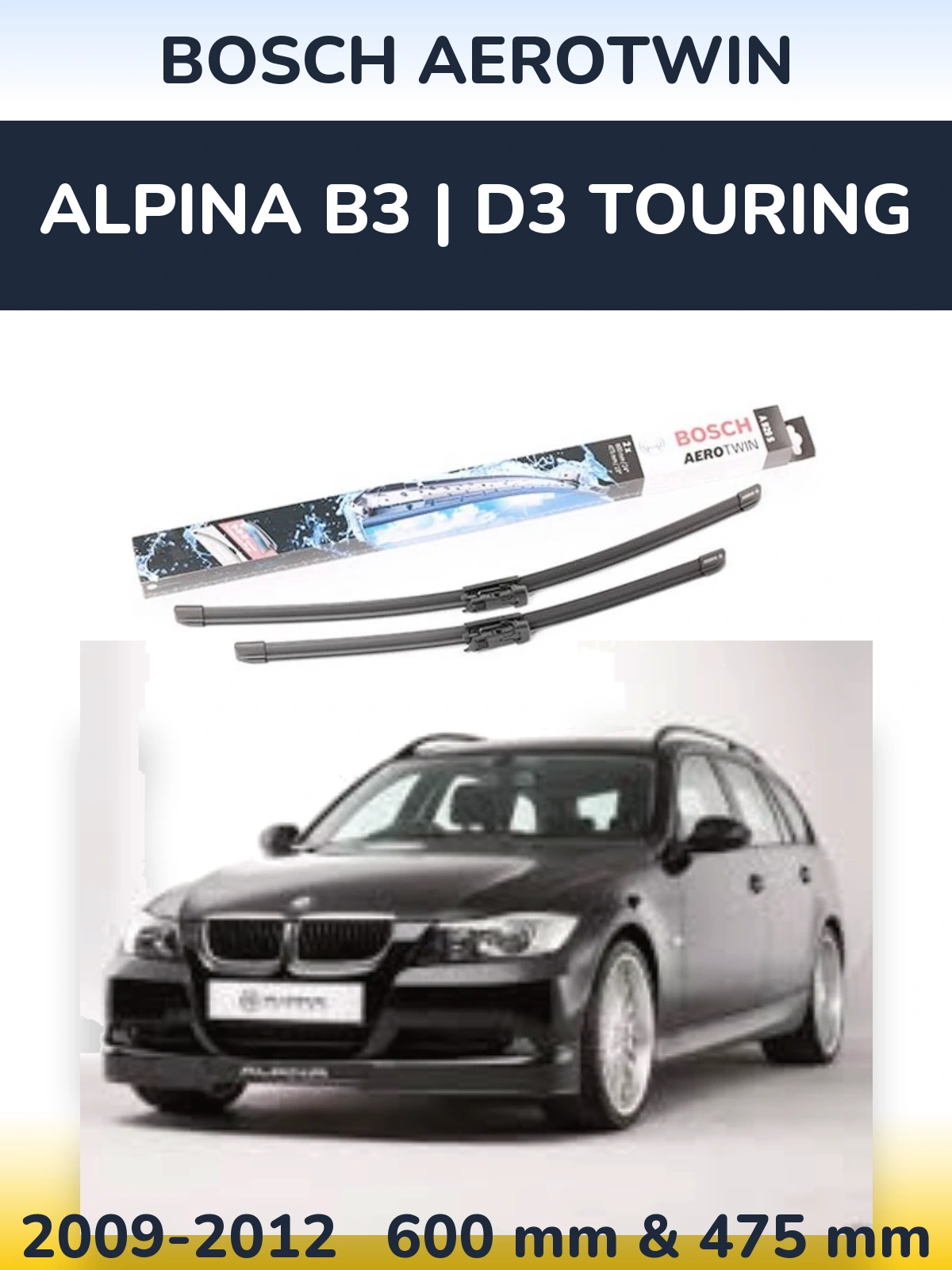 Комплект передних дворников BOSCH AeroTwin 600 & 475 мм для Alpina B3 | D3 Touring 2009-2012