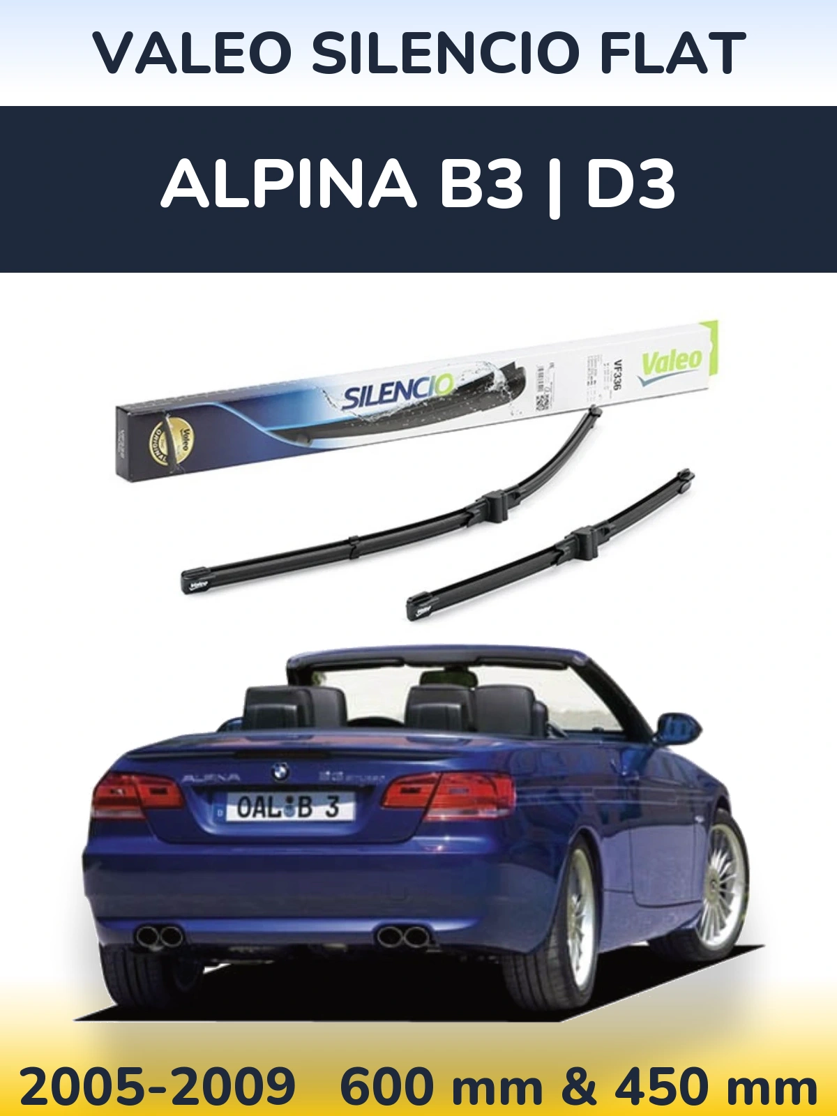 Комплект передних дворников Valeo Silencio Flat 600 & 400 мм для Alpina B3 | D3 2005-2009