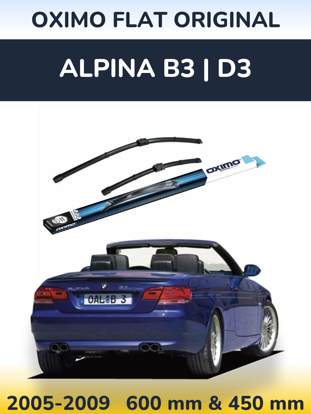 Komplet przednich wycieraczek Oximo Flat Original 600 & 400 mm do Alpina B3 | D3 2005-2009