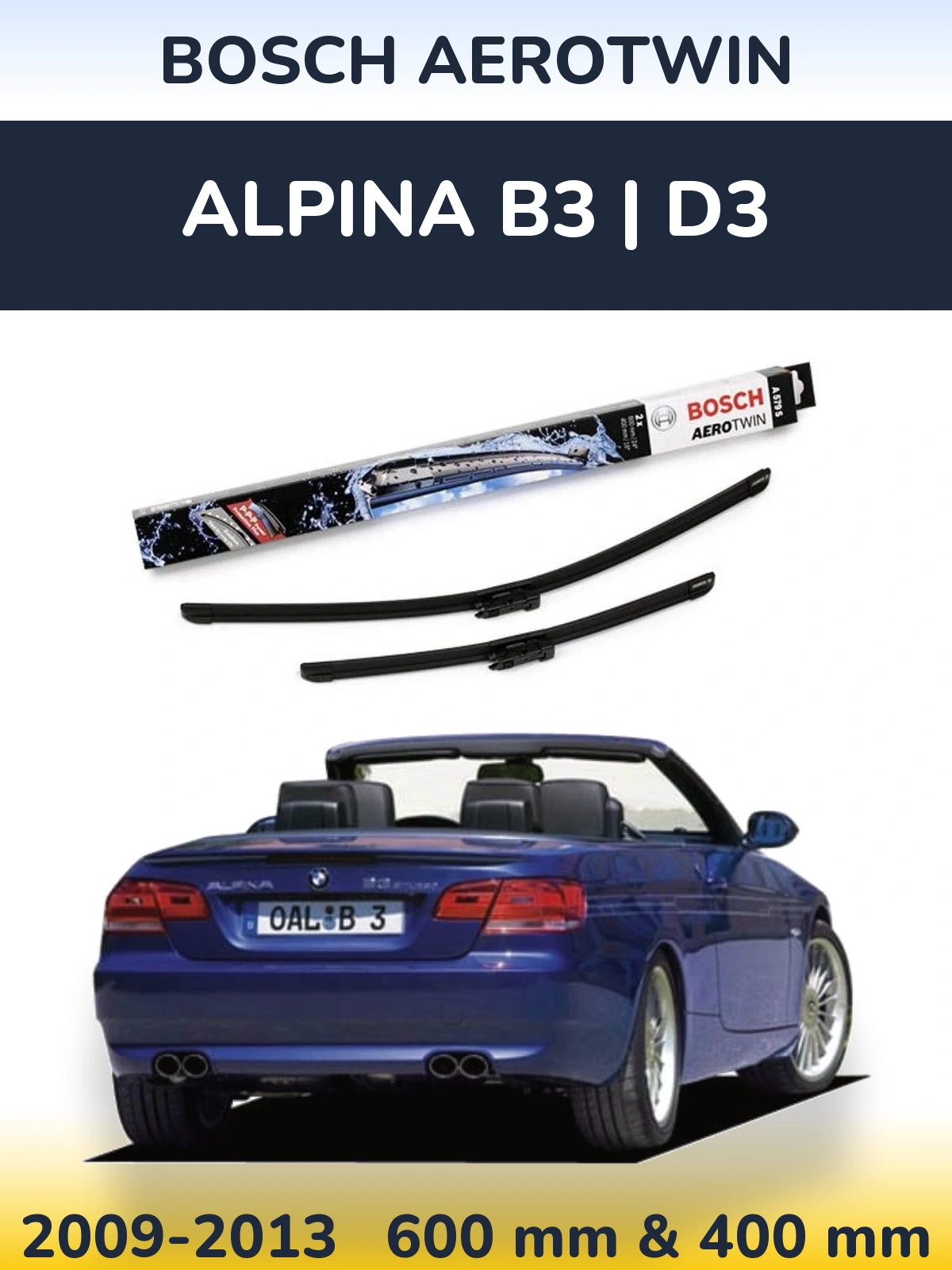 Комплект передних дворников BOSCH AeroTwin 600 & 400 мм для Alpina B3 | D3 2009-2013