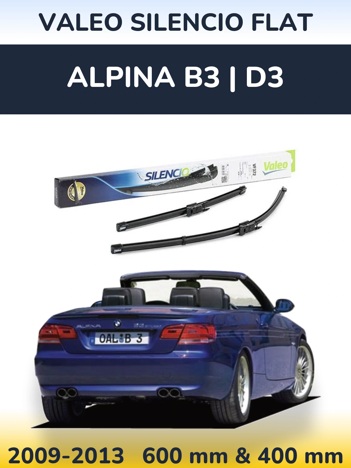 Комплект передніх щіток Valeo Silencio Flat 600 & 400 мм для Alpina B3 | D3 2009-2013