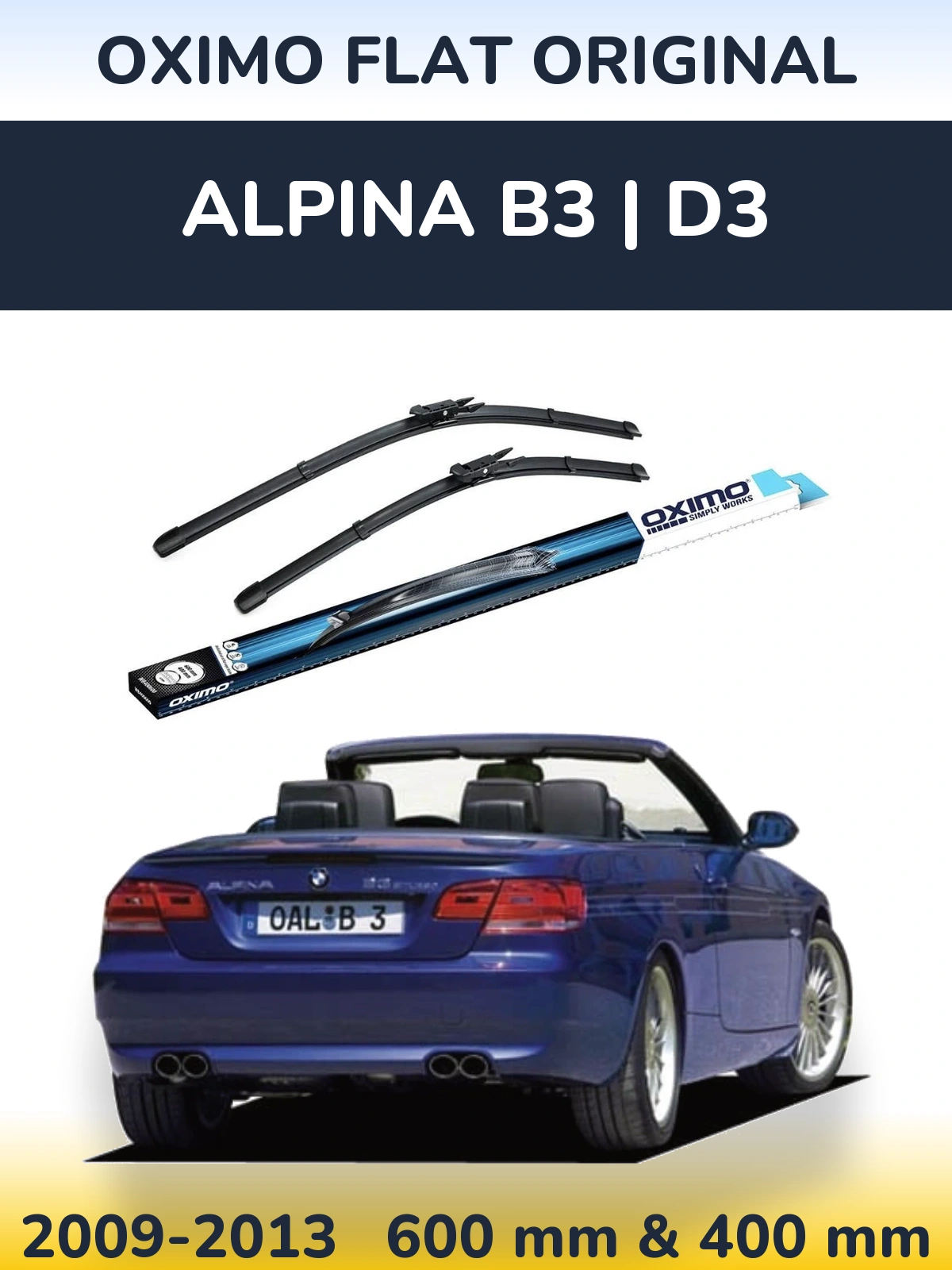 Front wiper blade set Oximo Flat Original 600 & 400 mm for Alpina B3 | D3 2009-2013