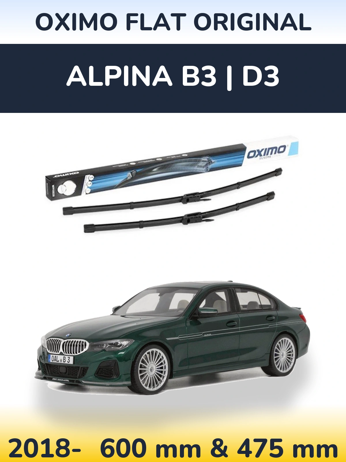 Komplet przednich wycieraczek Oximo Flat Original 600 & 475 mm do Alpina B3 | D3 2018-2026
