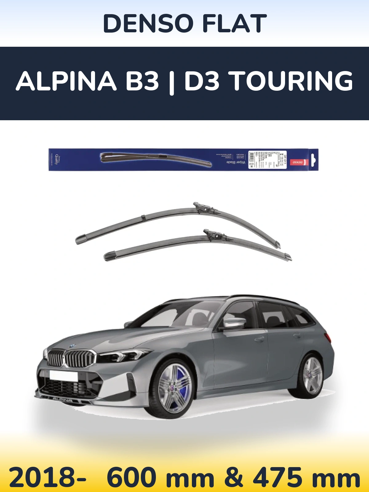 Komplet przednich wycieraczek Denso Flat 600 & 475 mm do Alpina B3 | D3 Touring 2018-2026