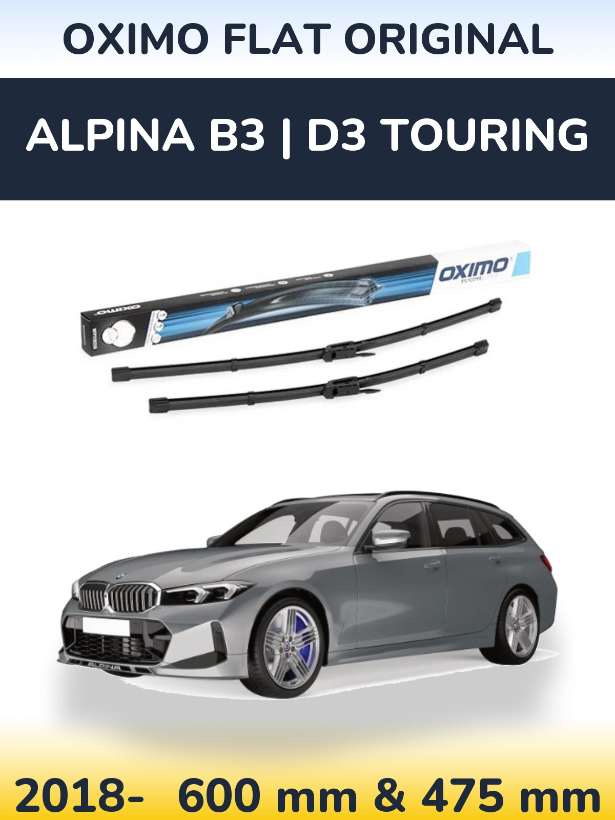Komplet przednich wycieraczek Oximo Flat Original 600 & 475 mm do Alpina B3 | D3 Touring 2018-2026