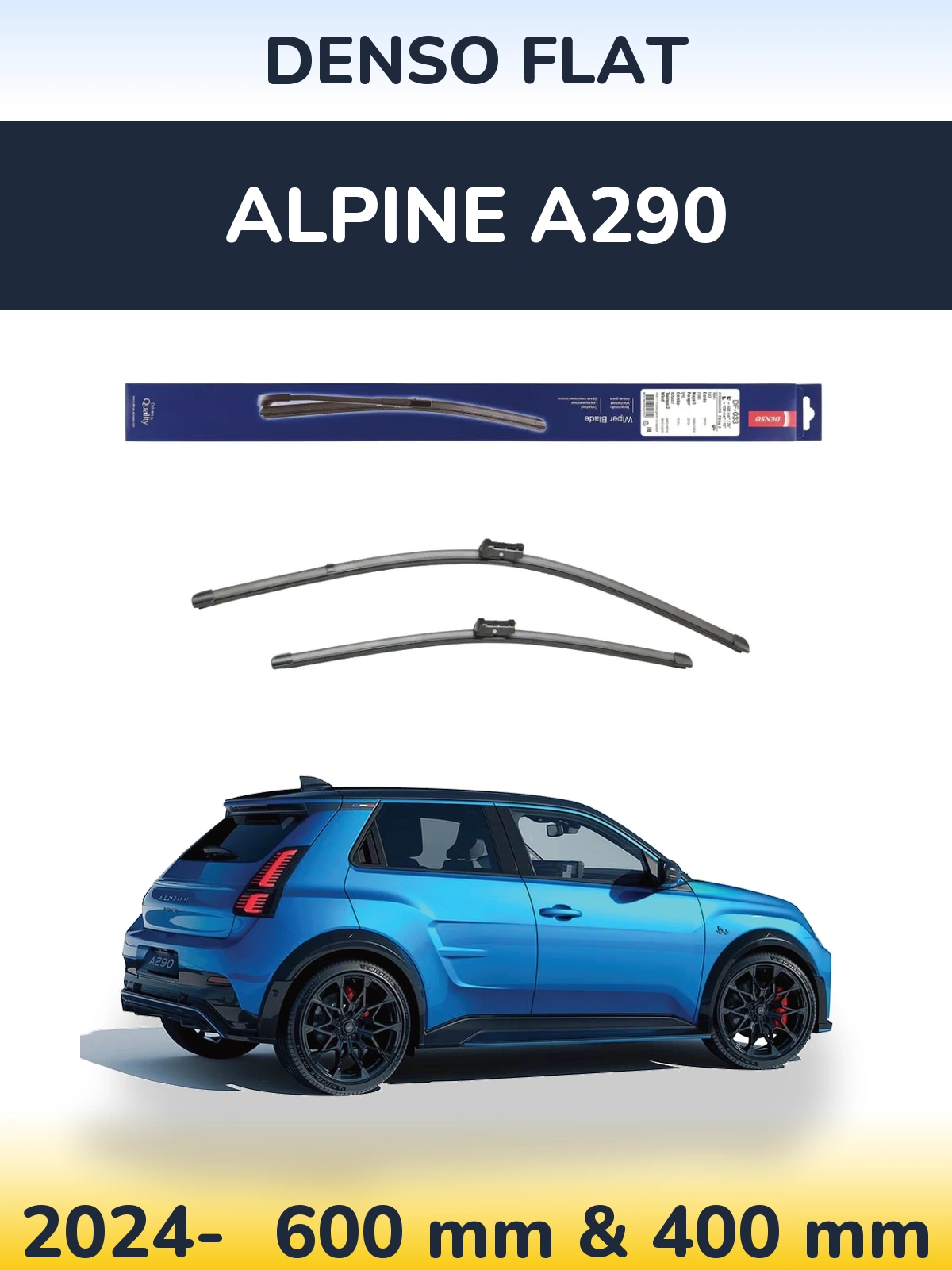 Комплект передніх щіток Denso Flat 600 & 400 мм для Alpine A290 2024-2026
