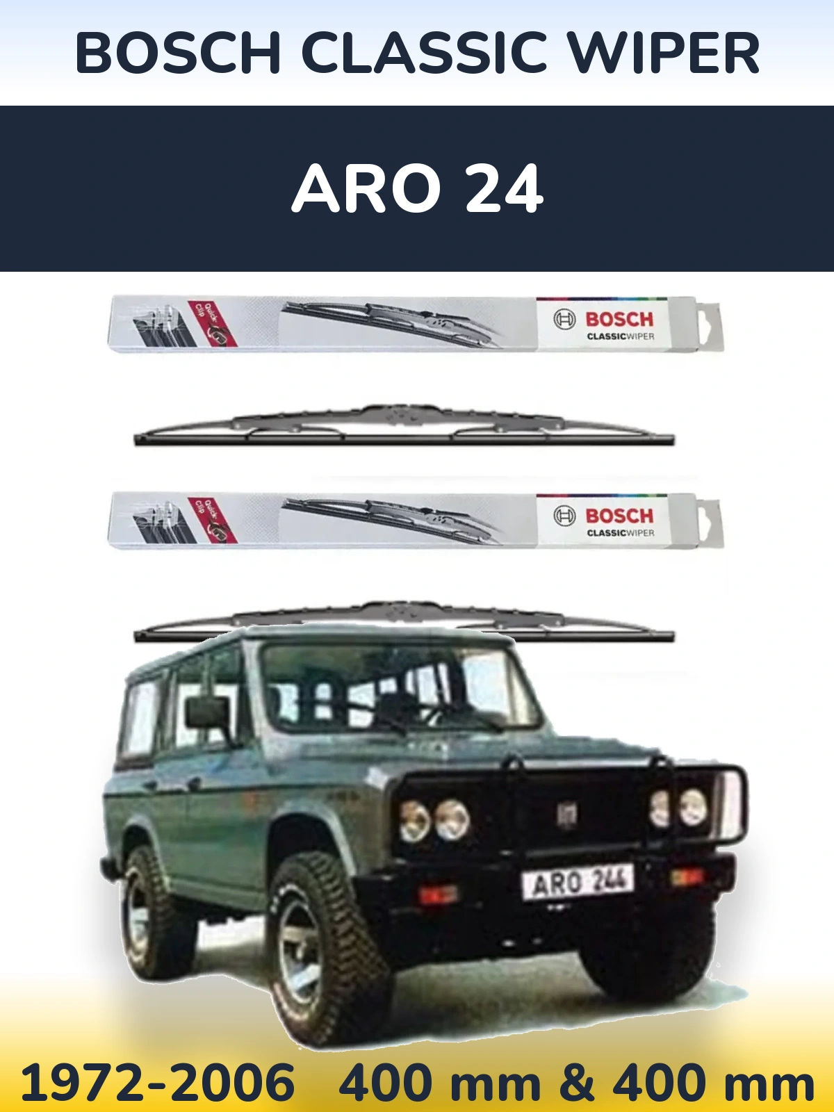 Комплект передніх щіток BOSCH Classic Wiper 400 & 400 мм для ARO 24 1972-2006