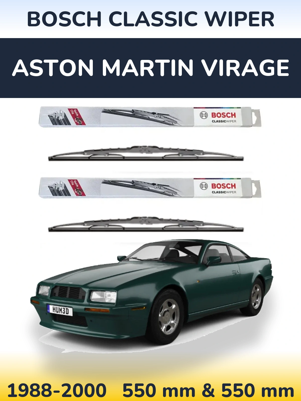 Komplet przednich wycieraczek BOSCH Classic Wiper 550 & 550 mm do Aston Martin Virage 1988-2000