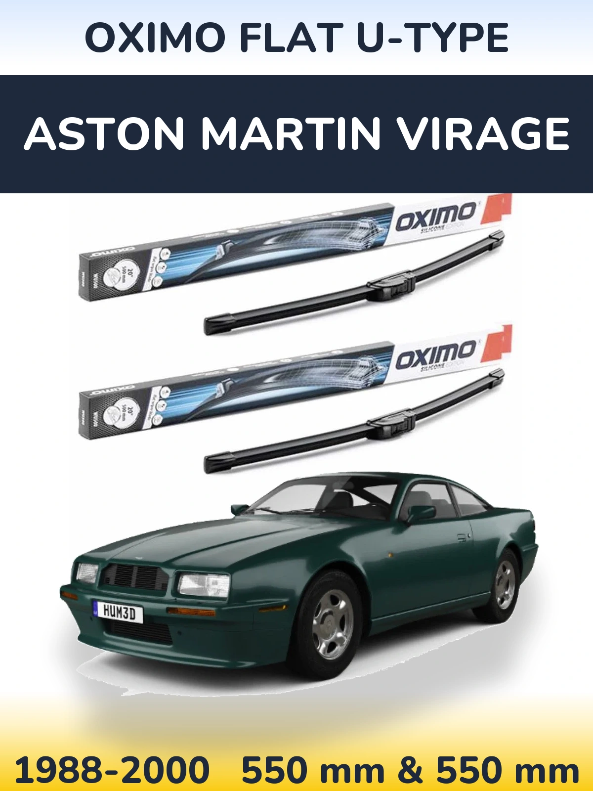 Комплект передних дворников Oximo Flat U-type 550 & 550 мм для Aston Martin Virage 1988-2000