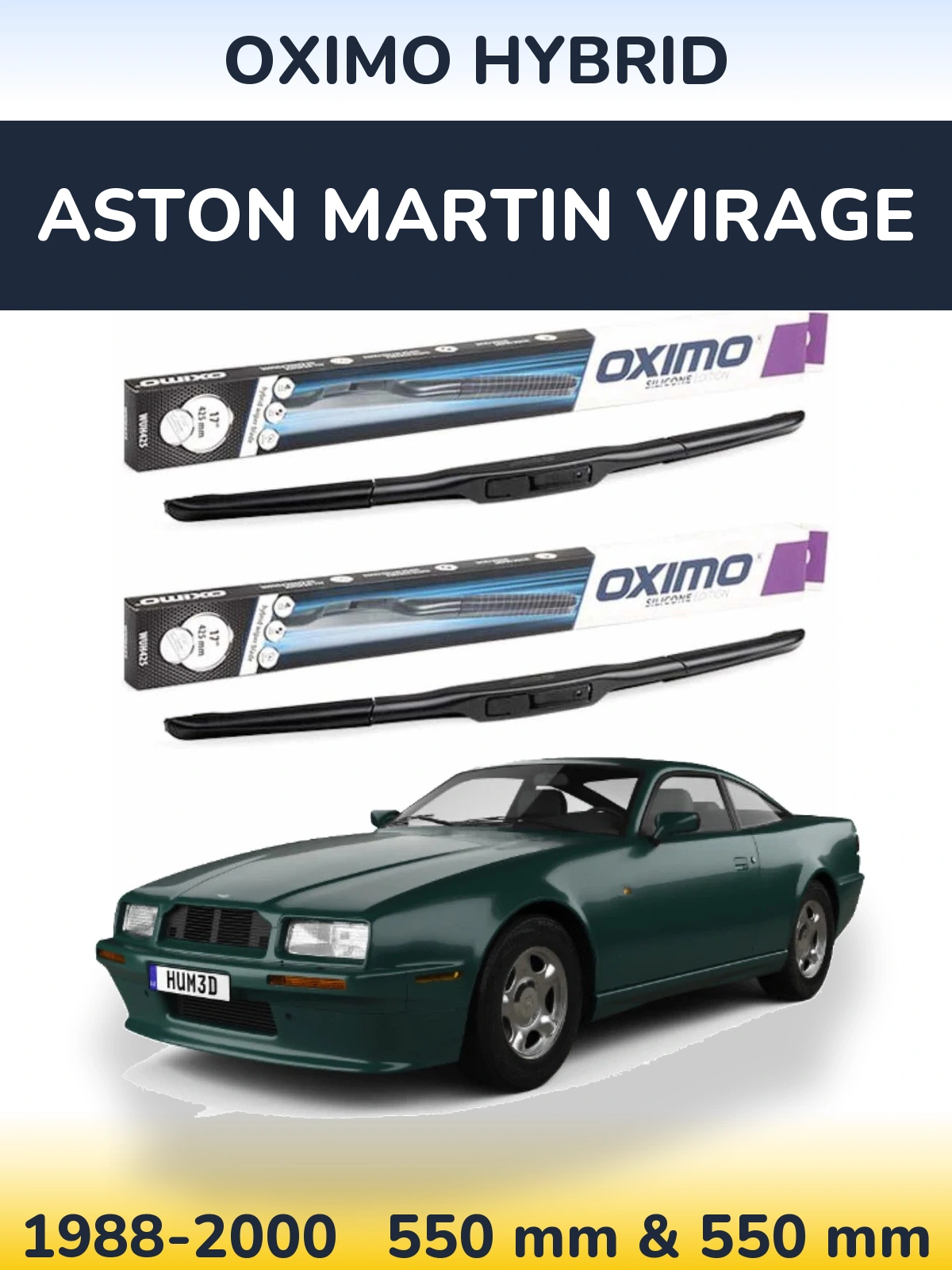 Komplet przednich wycieraczek Oximo Hybrid 550 & 550 mm do Aston Martin Virage 1988-2000