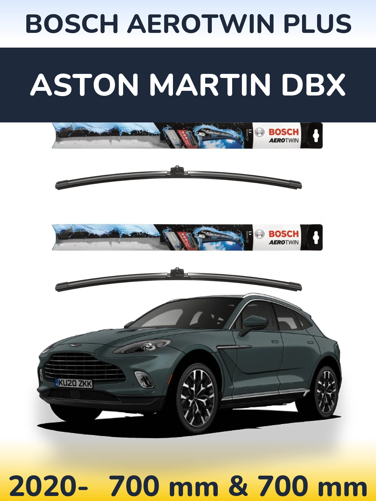Komplet przednich wycieraczek BOSCH AeroTwin Plus 700 & 700 mm do Aston Martin DBX 2020-2026