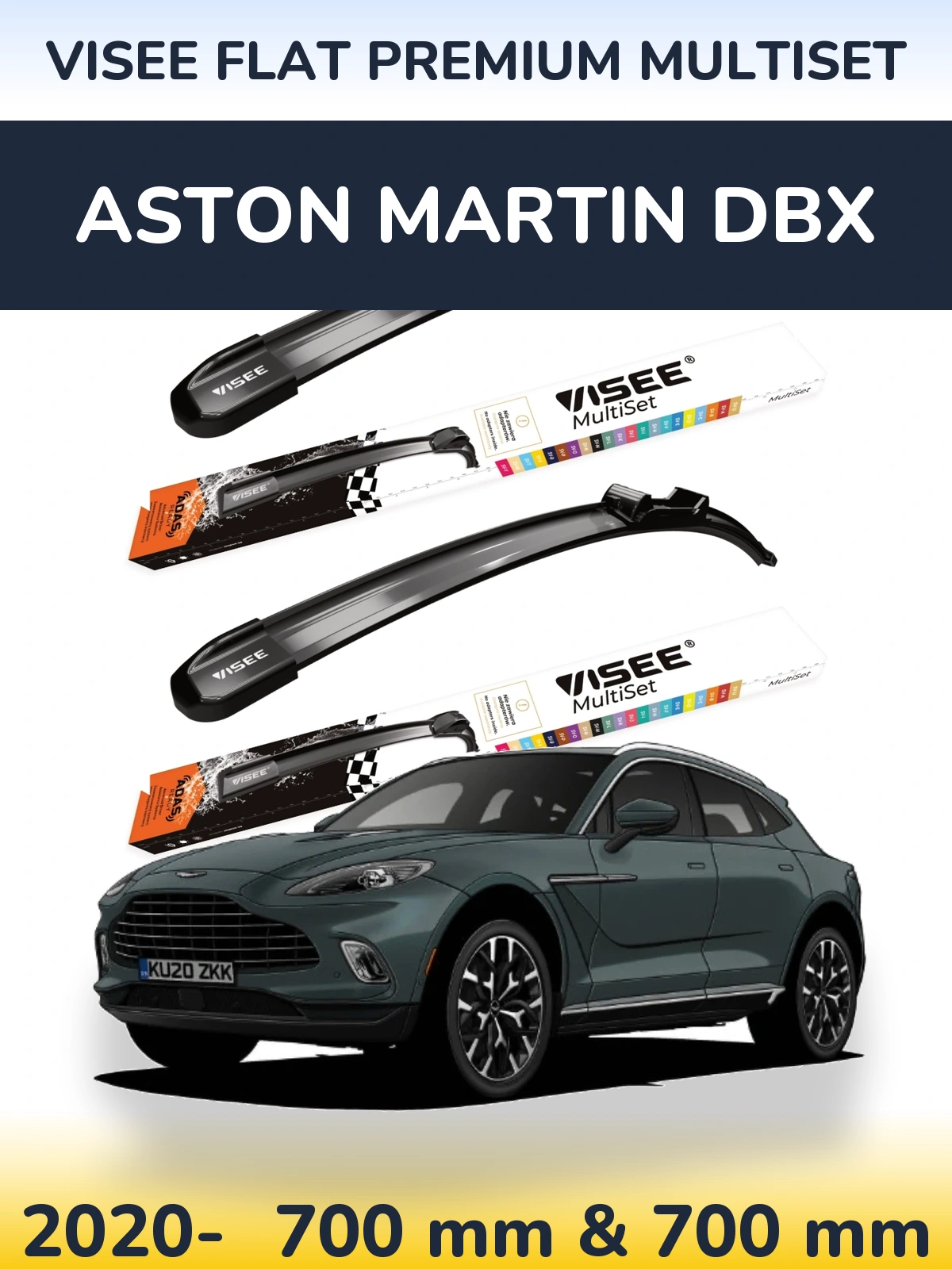 Komplet przednich wycieraczek VISEE FLAT PREMIUM MultiSet 700 & 700 mm do Aston Martin DBX 2020-2026