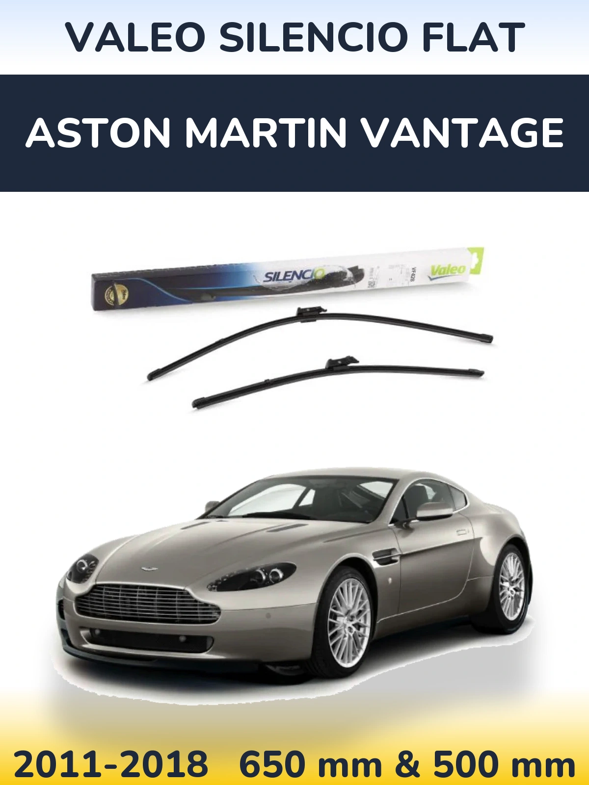 Komplet przednich wycieraczek Valeo Silencio Flat 650 & 500 mm do Aston Martin Vantage 2011-2018