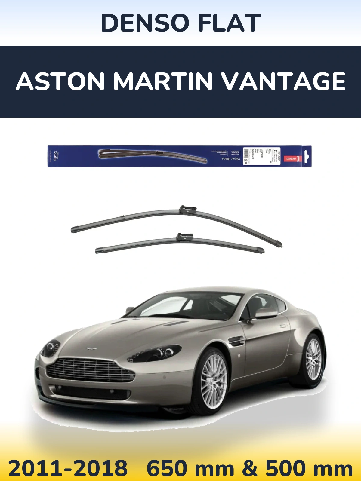 Komplet przednich wycieraczek Denso Flat 650 & 500 mm do Aston Martin Vantage 2011-2018