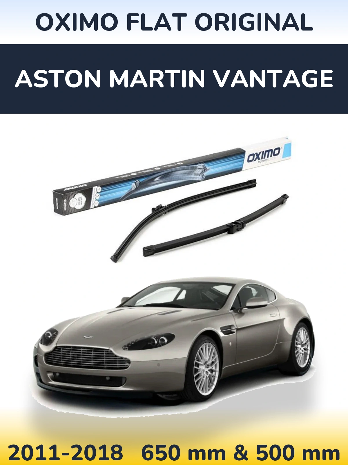 Komplet przednich wycieraczek Oximo Flat Original 650 & 500 mm do Aston Martin Vantage 2011-2018