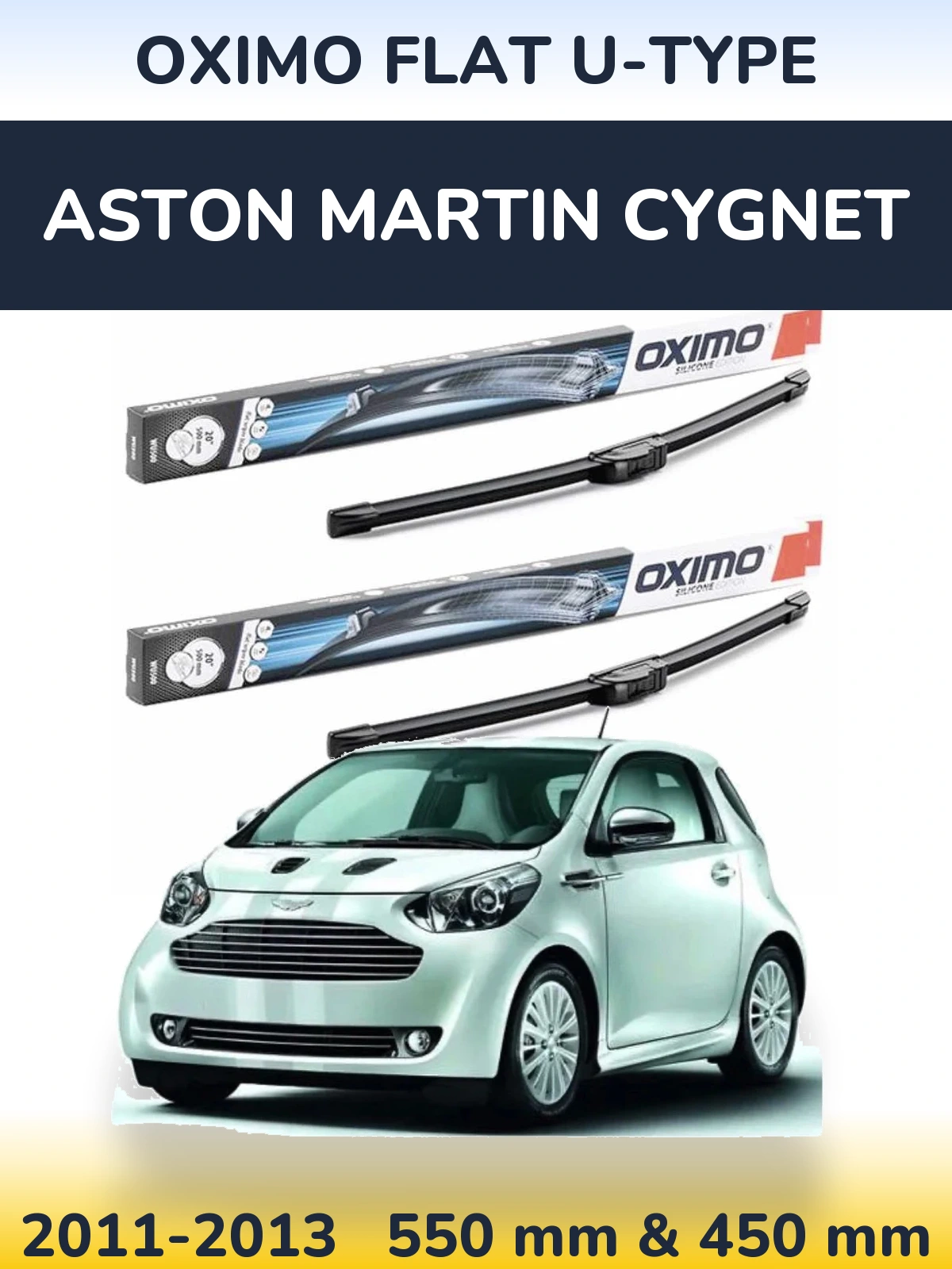 Komplet przednich wycieraczek Oximo Flat U-type 550 & 450 mm do Aston Martin Cygnet 2011-2013