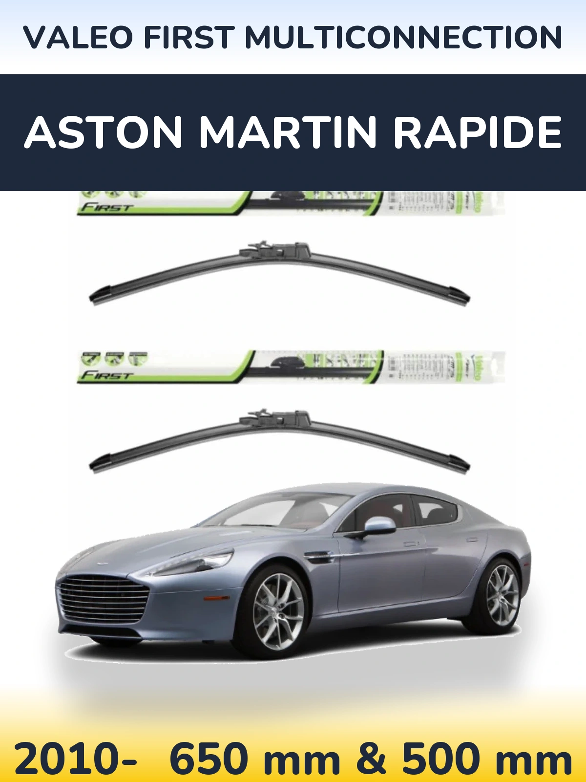Комплект передніх щіток Valeo First MultiConnection 650 & 500 мм для Aston Martin Rapide 2010-2026