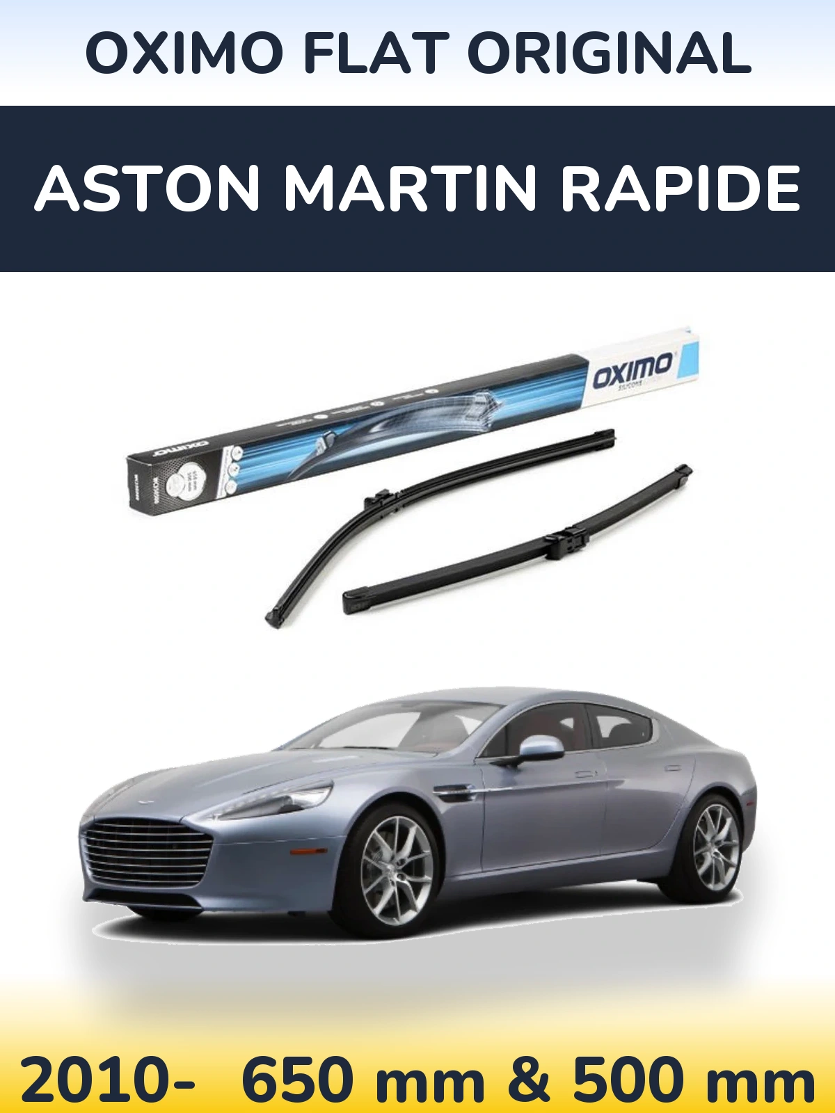 Комплект передних дворников Oximo Flat Original 650 & 500 мм для Aston Martin Rapide 2010-2026