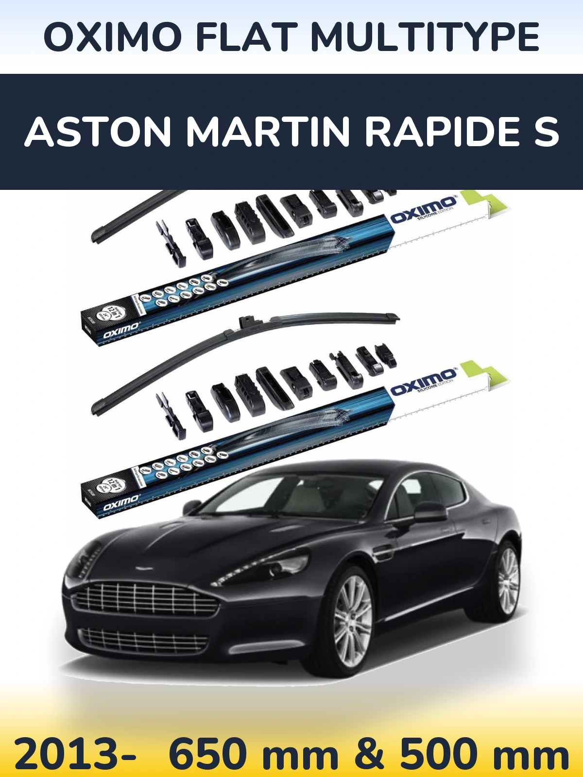 Komplet przednich wycieraczek Oximo Flat MultiType 650 & 500 mm do Aston Martin Rapide S 2013-2026
