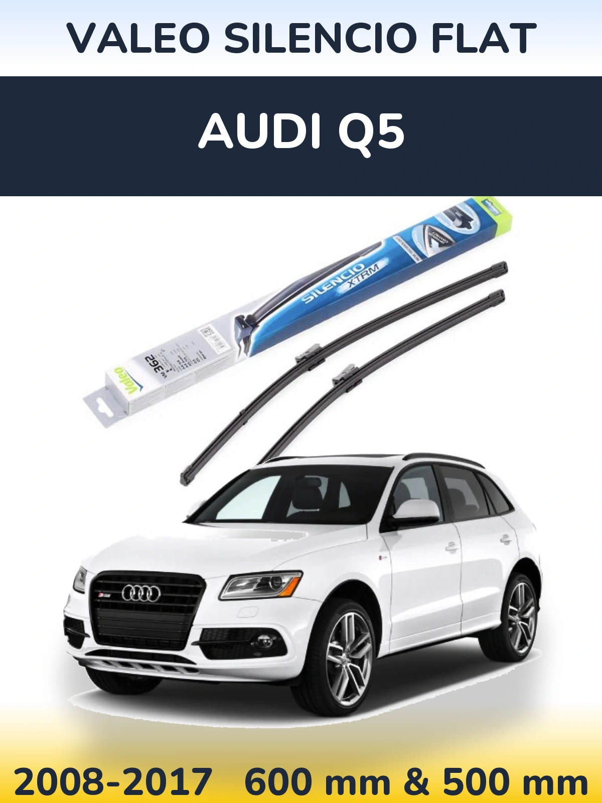 Комплект передніх щіток Valeo Silencio Flat 600 & 500 мм для Audi Q5 2008-2017