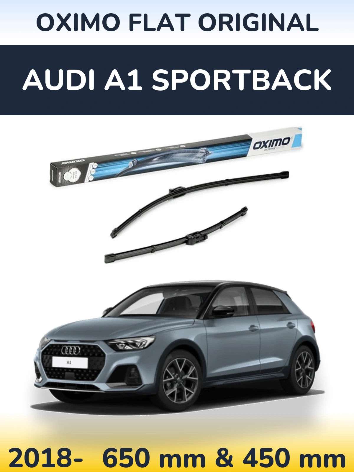 Комплект передних дворников Oximo Flat Original 650 & 450 мм для Audi A1 Sportback 2018-2026