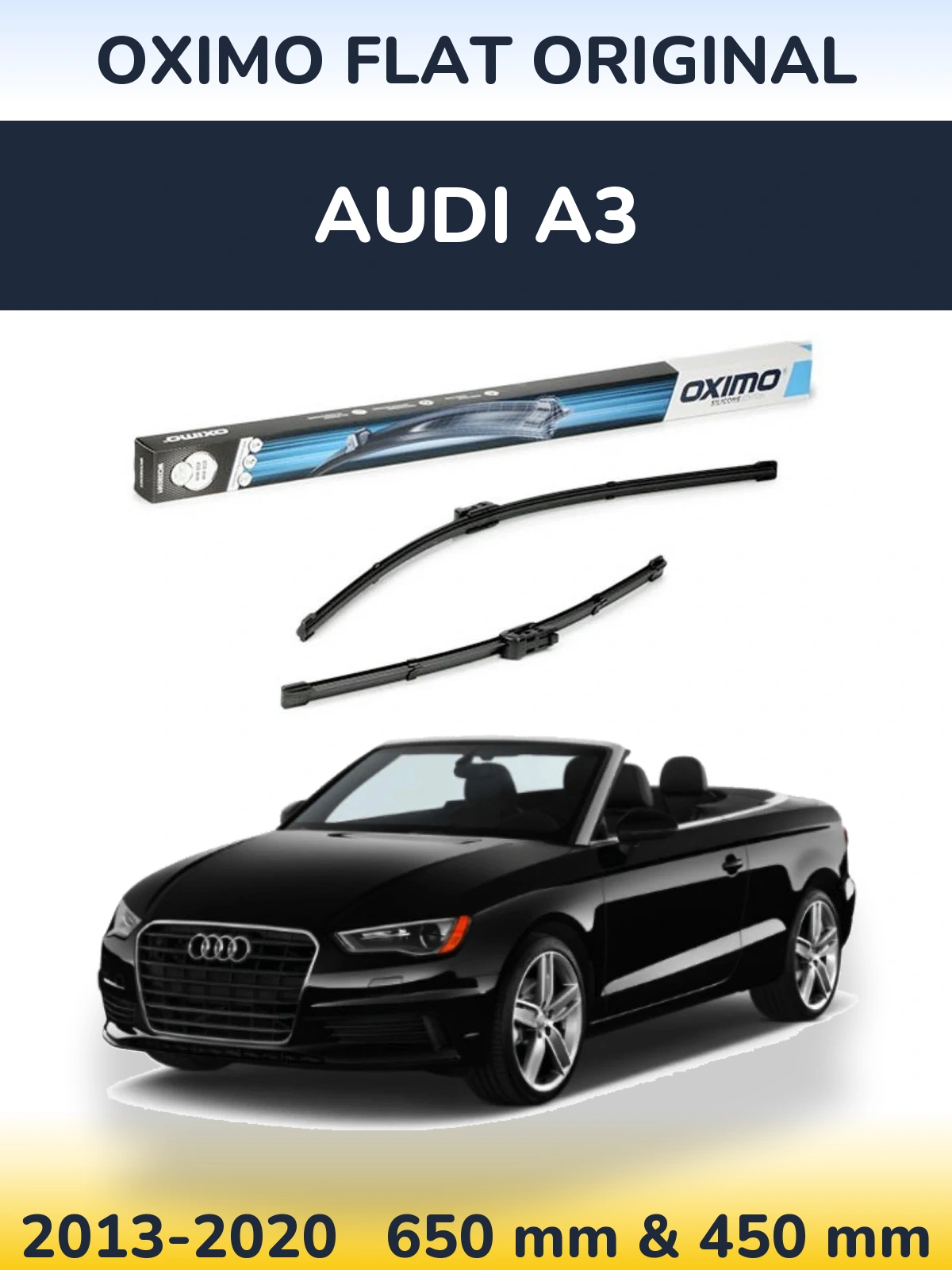 Комплект передніх щіток Oximo Flat Original 650 & 450 мм для Audi A3 2013-2020