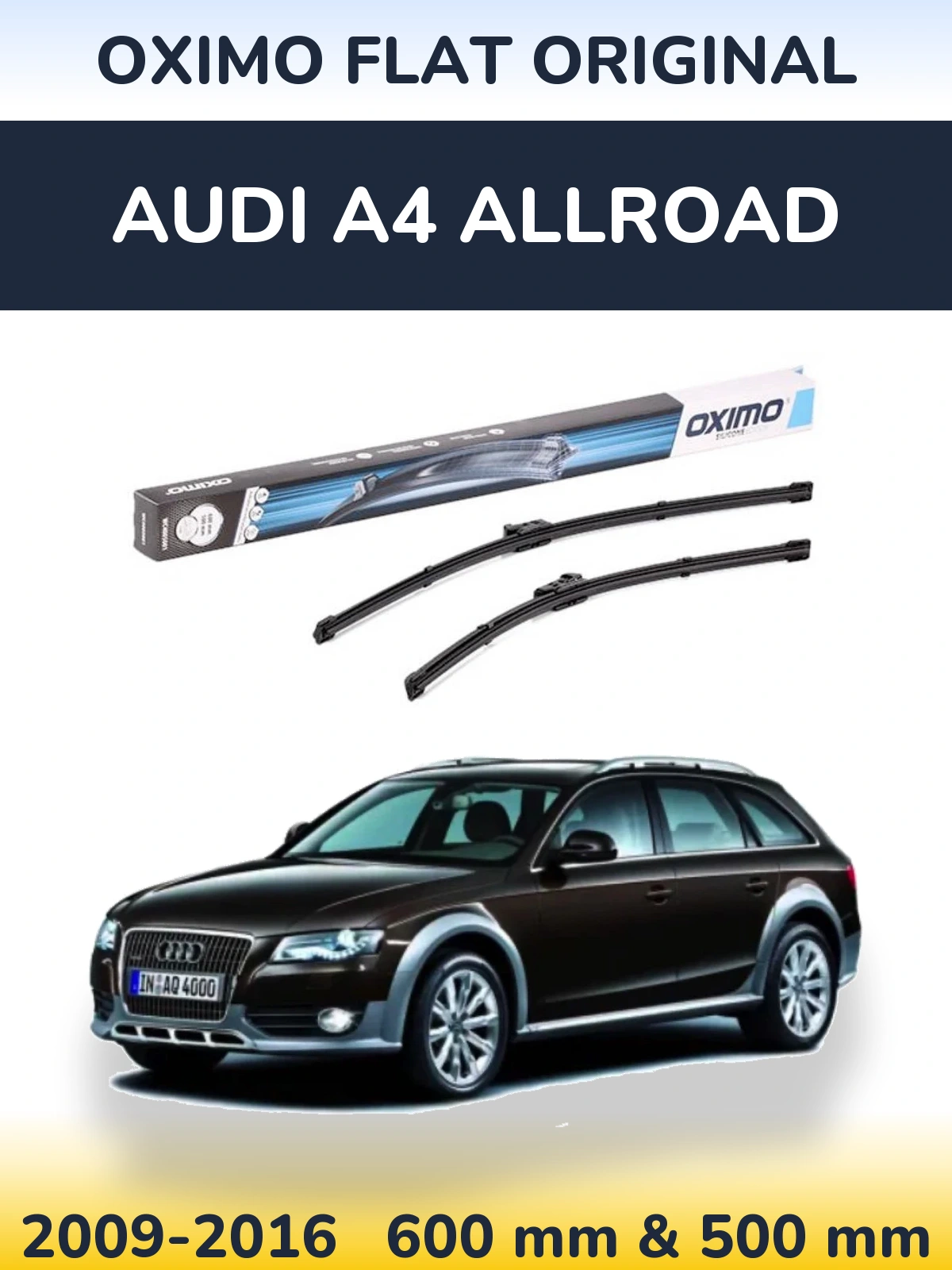 Комплект передних дворников Oximo Flat Original 600 & 500 мм для Audi A4 Allroad 2009-2016