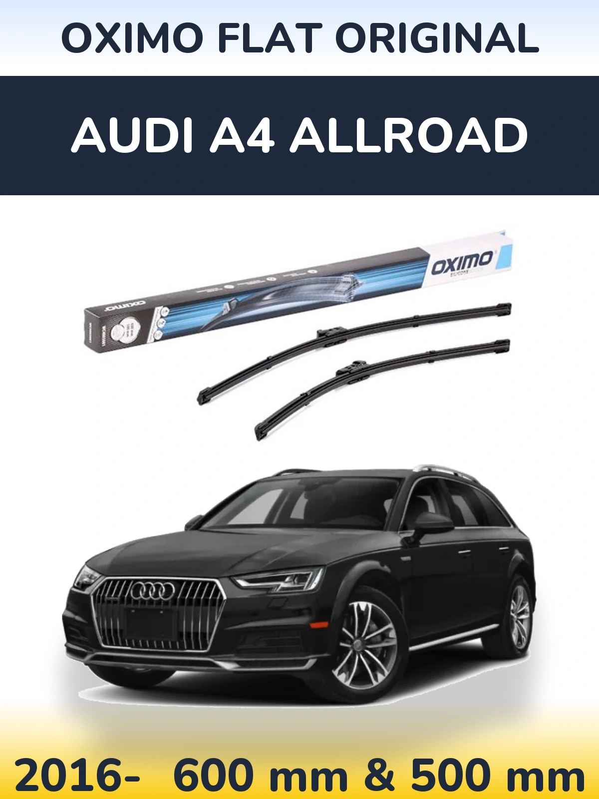 Комплект передних дворников Oximo Flat Original 600 & 500 мм для Audi A4 Allroad 2016-2026
