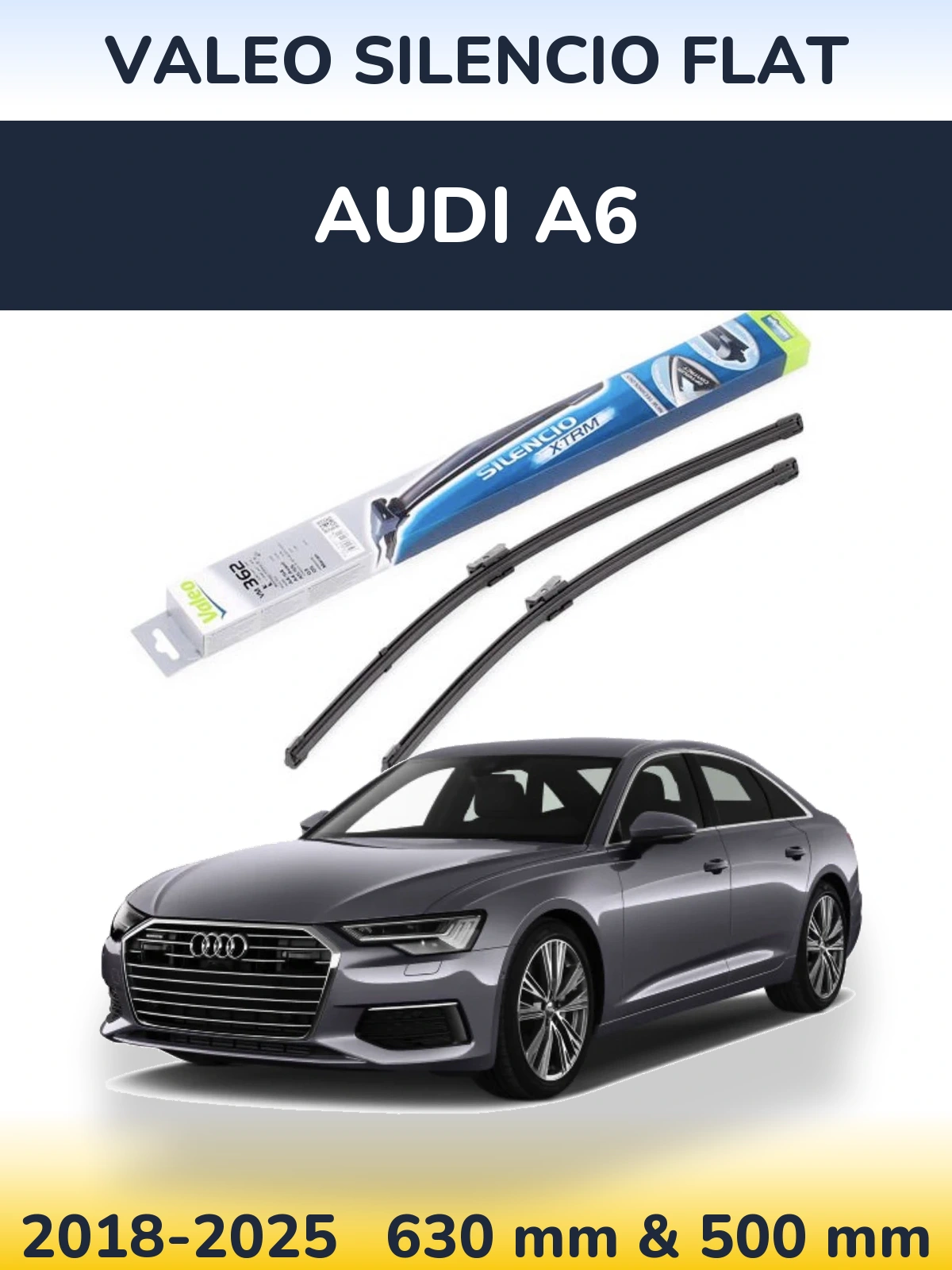 Комплект передних дворников Valeo Silencio Flat 600 & 500 мм для Audi A6 2018-2025