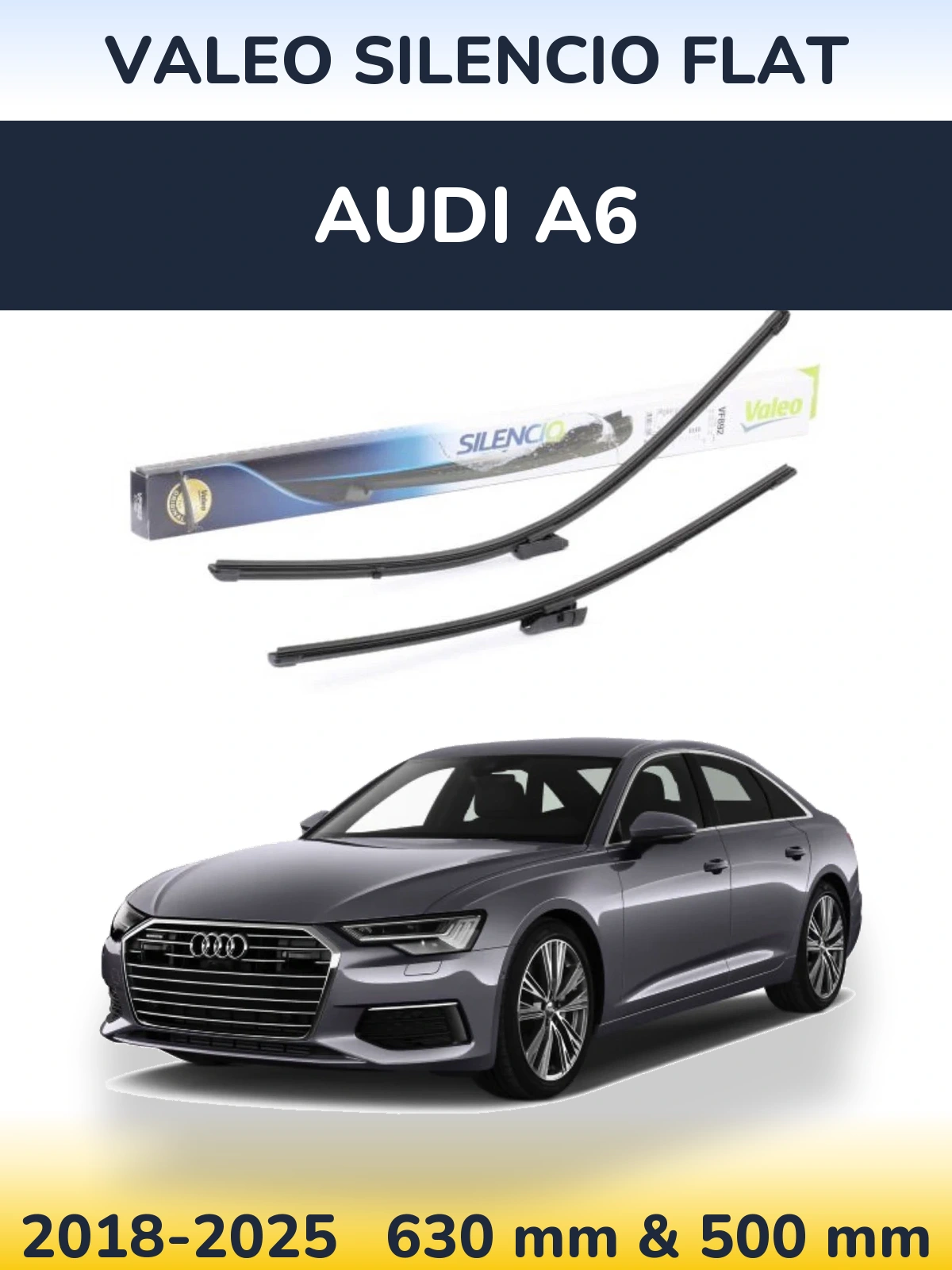 Komplet przednich wycieraczek Valeo Silencio Flat 630 & 500 mm do Audi A6 2018-2025