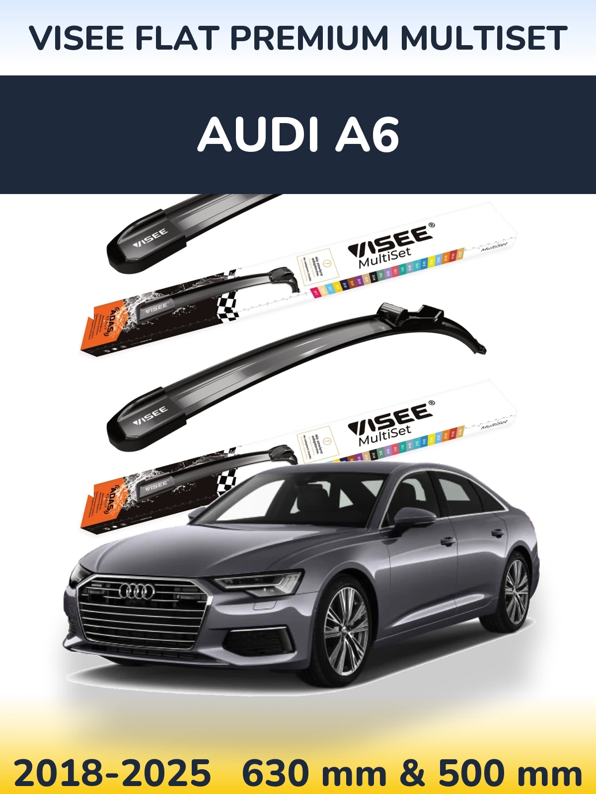 Front wiper blade set VISEE FLAT PREMIUM MultiSet 630 & 500 mm for Audi A6 2018-2025